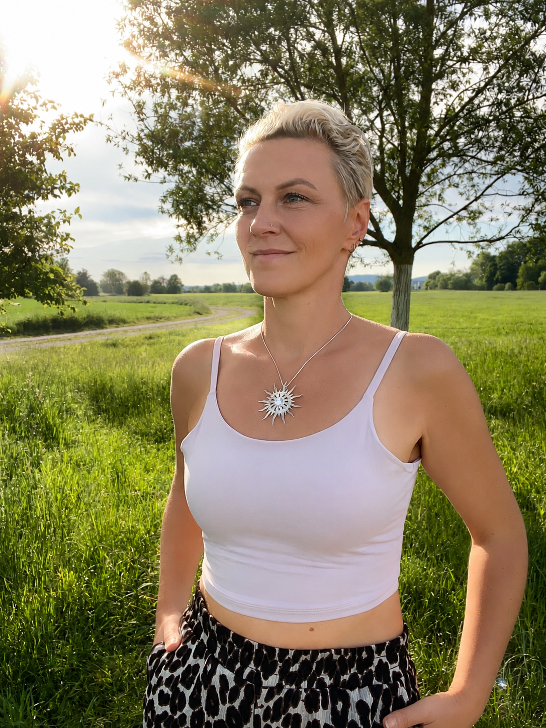Anhänger "Sonnenfeuer" · 925 Sterling Silber · Zirkonia