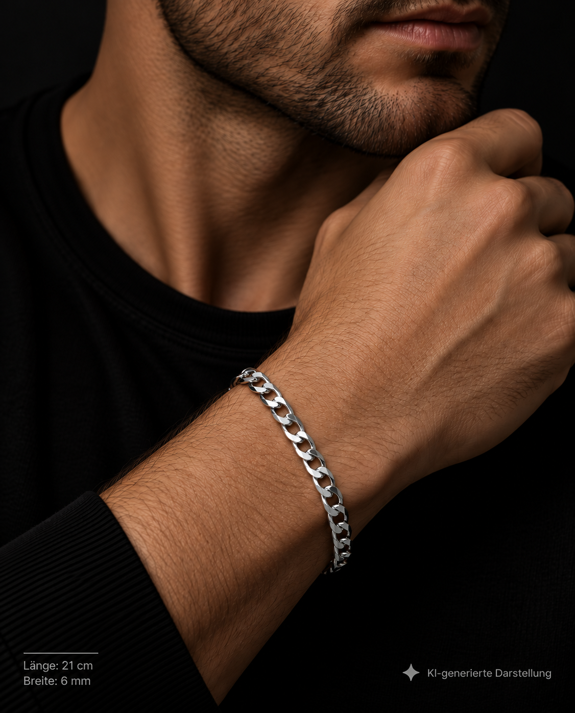 Panzerkette Armband - 925 Sterling Silber - ca. 19 cm - unisex