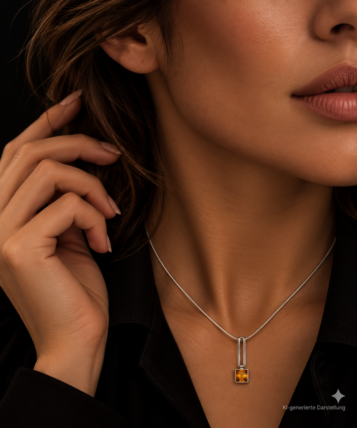 Bernstein-Kette aus 925 Sterling Silber – 45 cm - Modern - Unikat