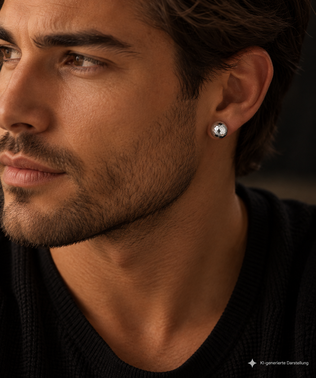 585 Weißgold · Kugeln · gehämmert · Ohrstecker · unisex