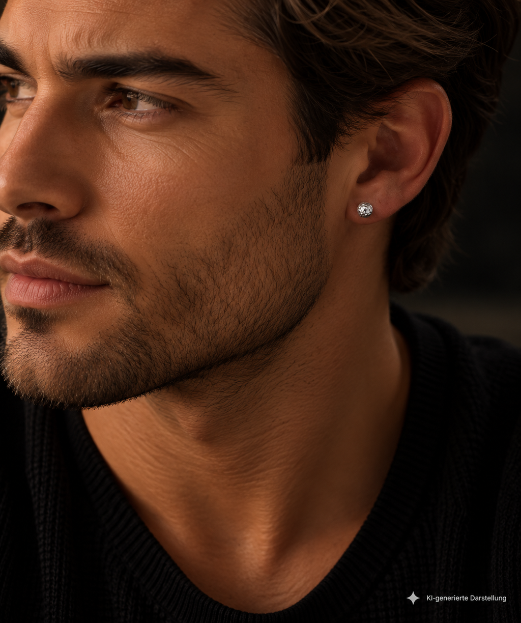 585 Weißgold · Kugeln · gehämmertes Muster · Ohrstecker · unisex