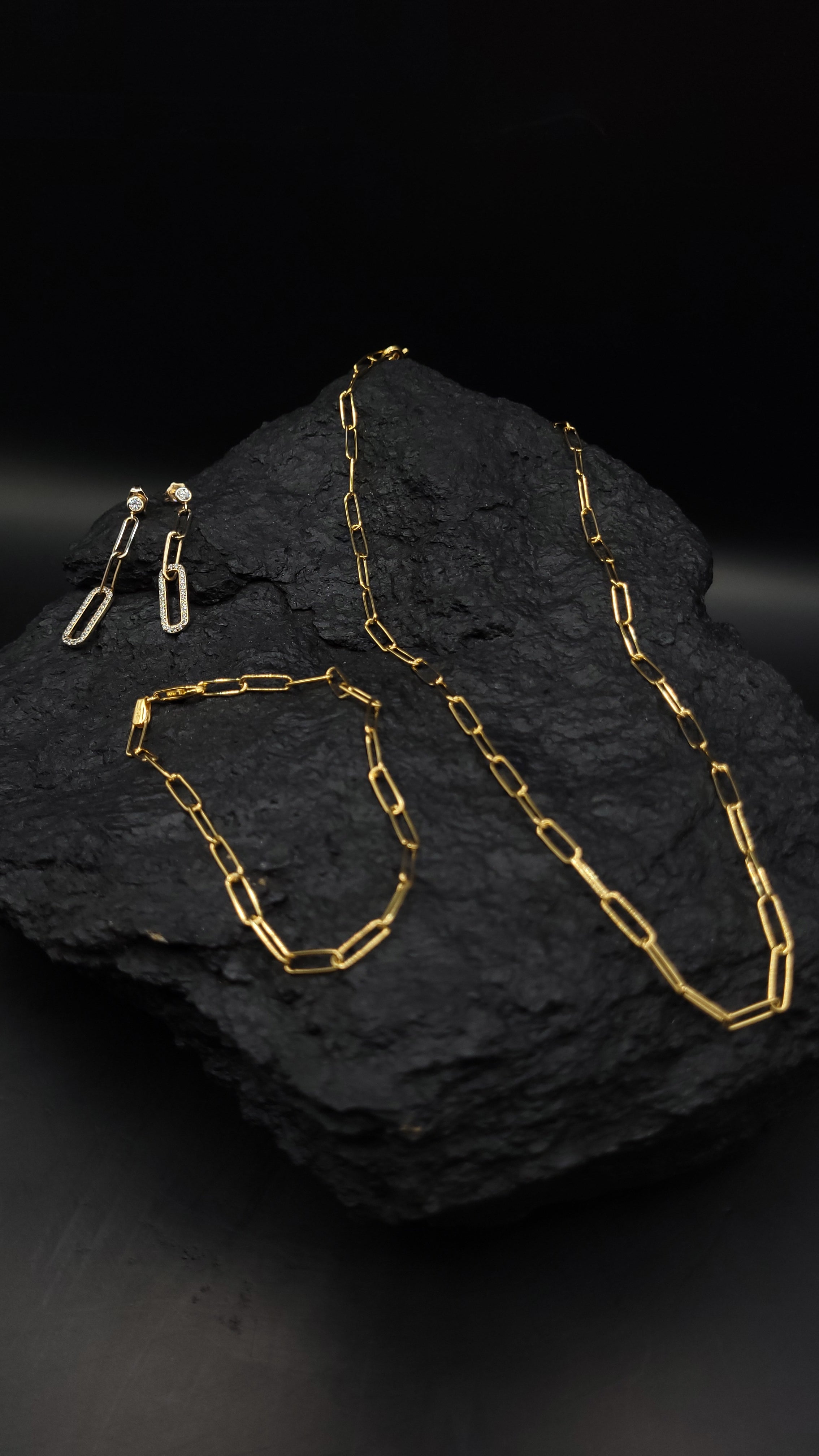 Paperclip-Ketten-Set "Fashion" · 925 Sterling Silber · Vergoldung · unisex