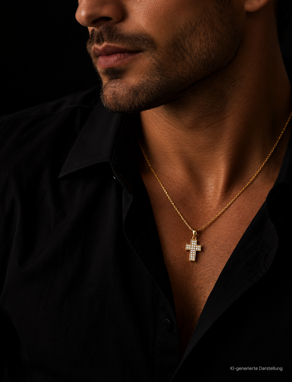 585 Gold Kreuz Anhänger • Gelbgold • weiße Zirkonia • unisex