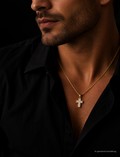 585 Gold Kreuz Anhänger • Gelbgold • weiße Zirkonia • unisex