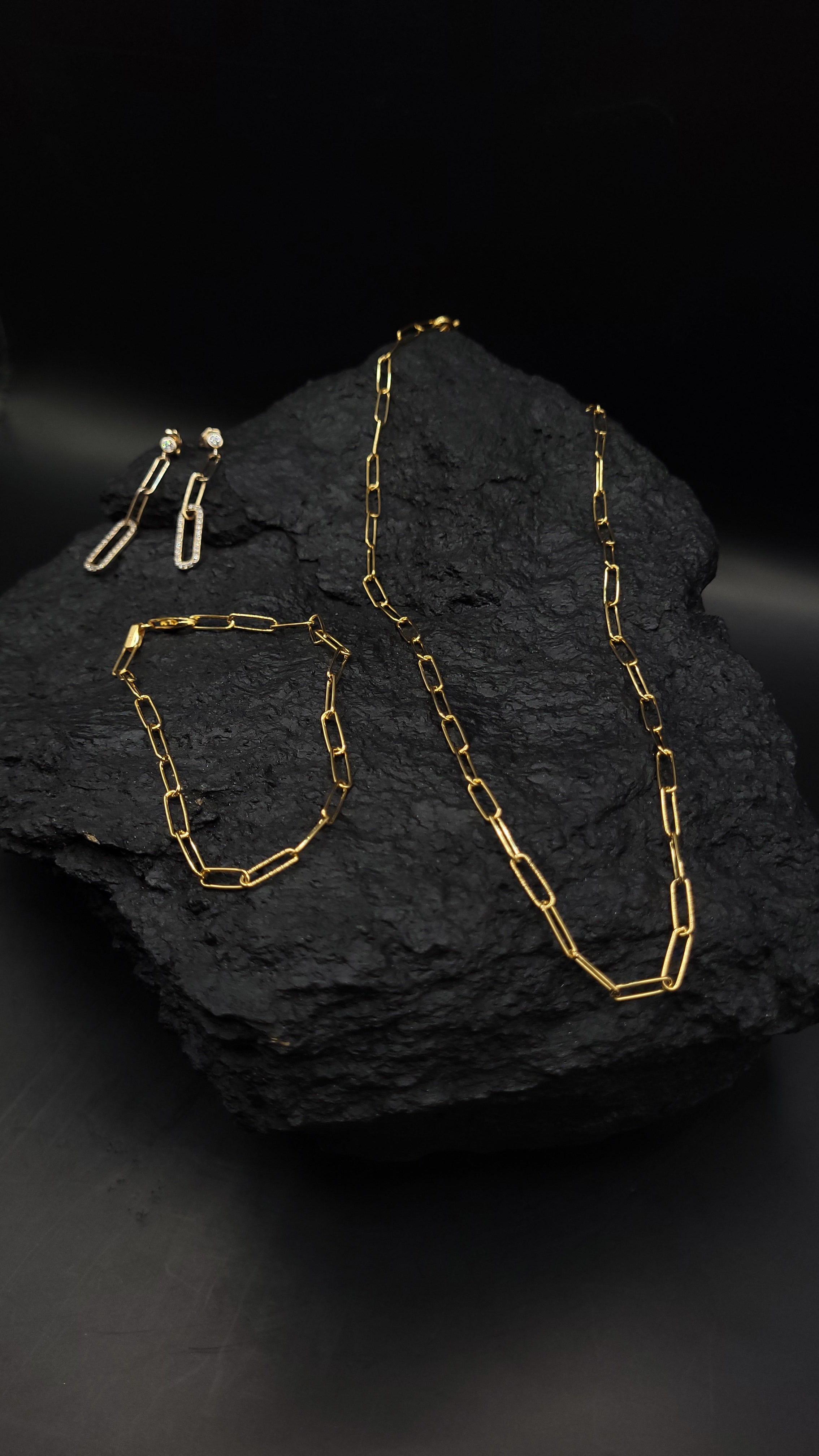 Paperclip-Ketten-Set "Fashion" · 925 Sterling Silber · Vergoldung · unisex