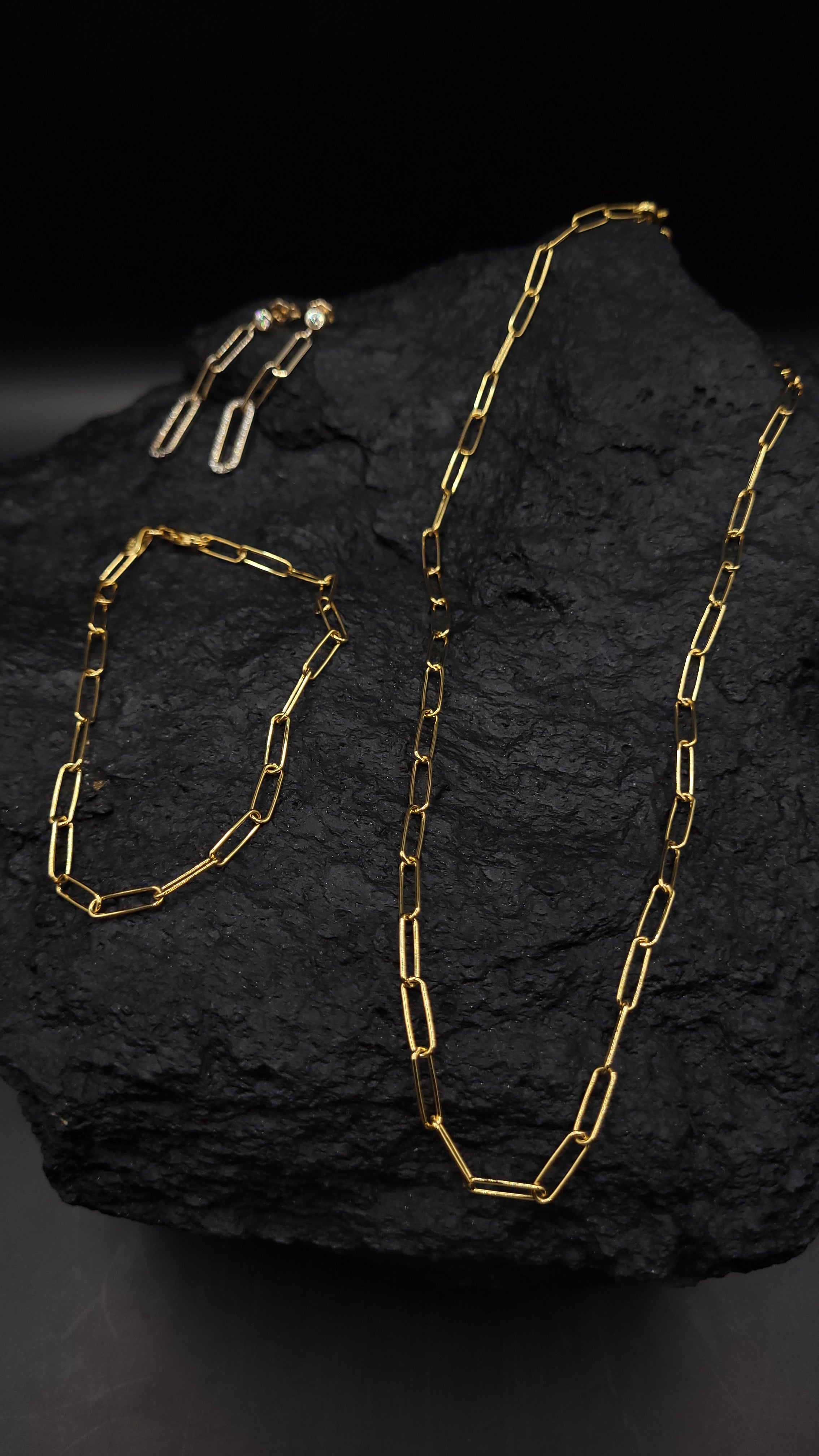 Paperclip-Ketten-Set "Fashion" · 925 Sterling Silber · Vergoldung · unisex