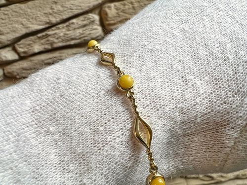 585er Gold Armband "Vintage" - Länge: 18 cm - Honigbernstein - UNIKAT