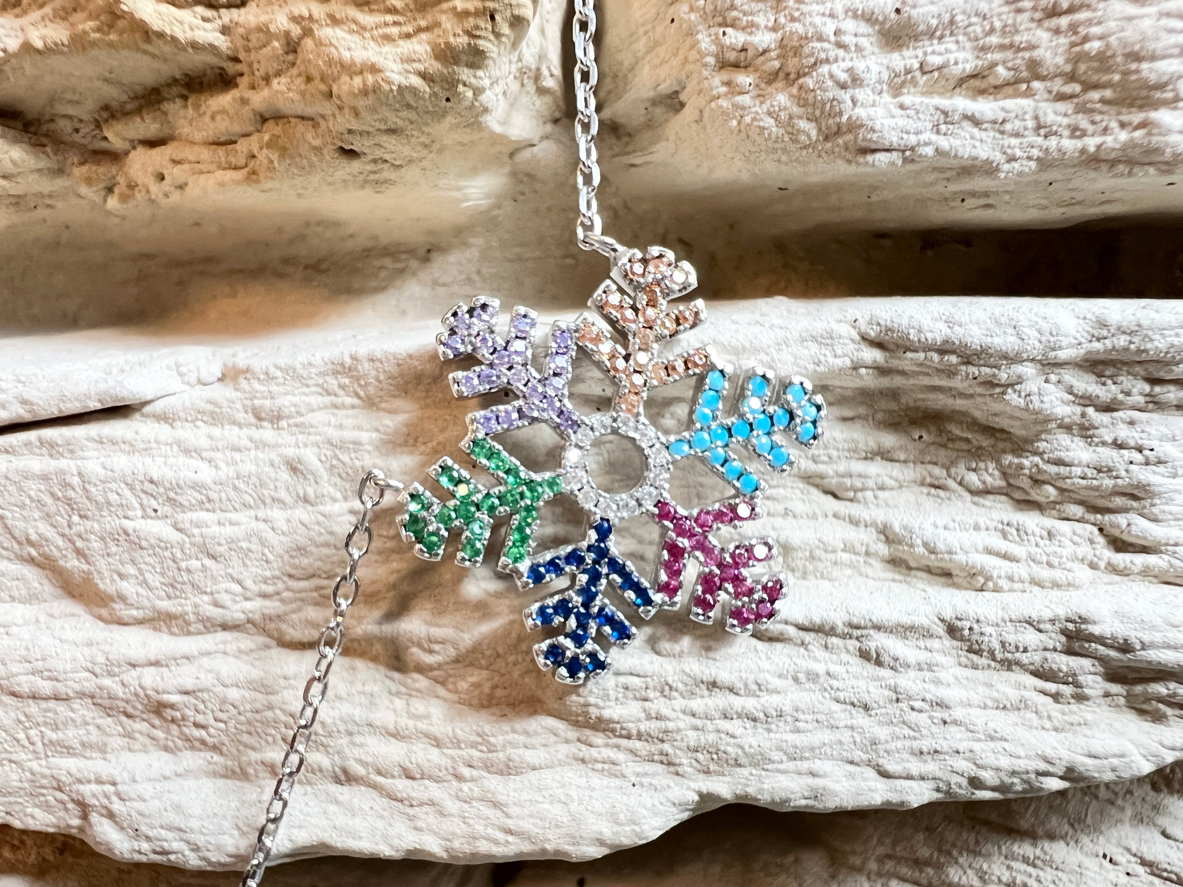 Collier "Nichts geschieht ohne Grund" - 925 Sterling Silber - 40 bis 43 cm - bunte Zirkonia