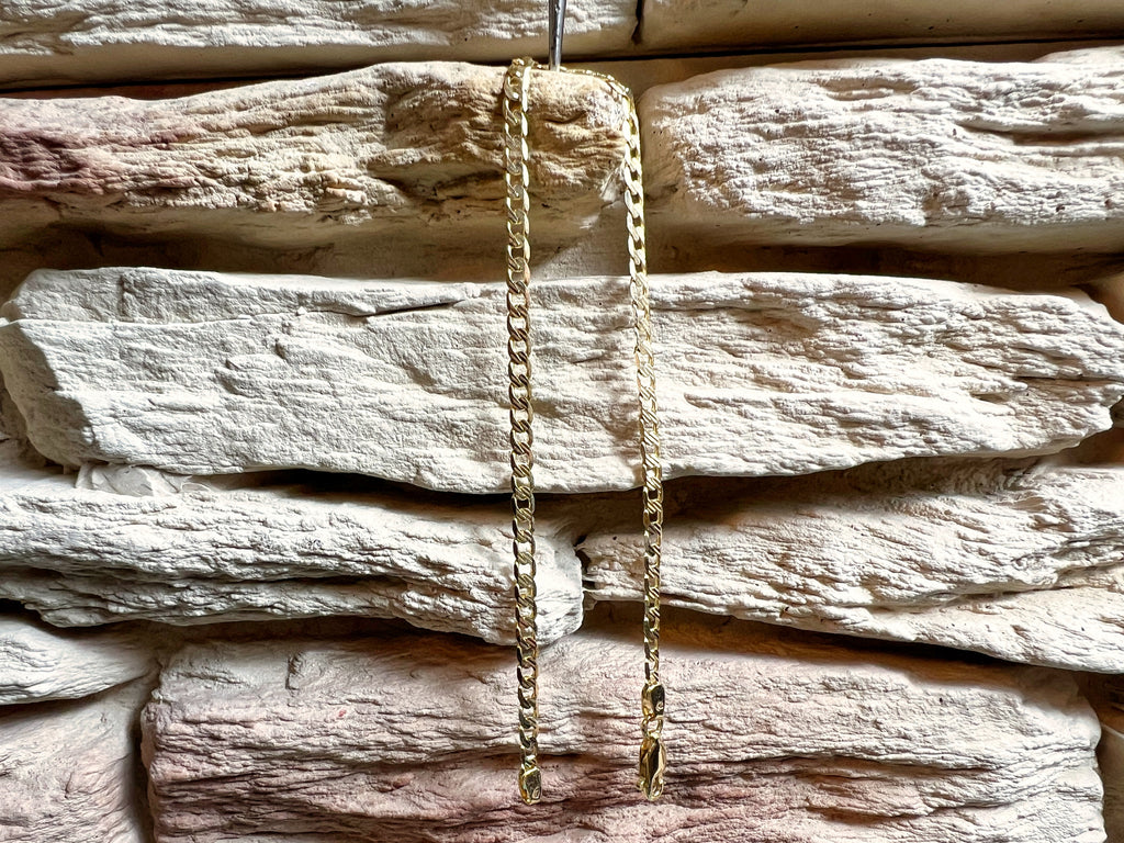 Unisex-Armband aus 585er Gold – Panzerkette mit Schliff - 21 cm