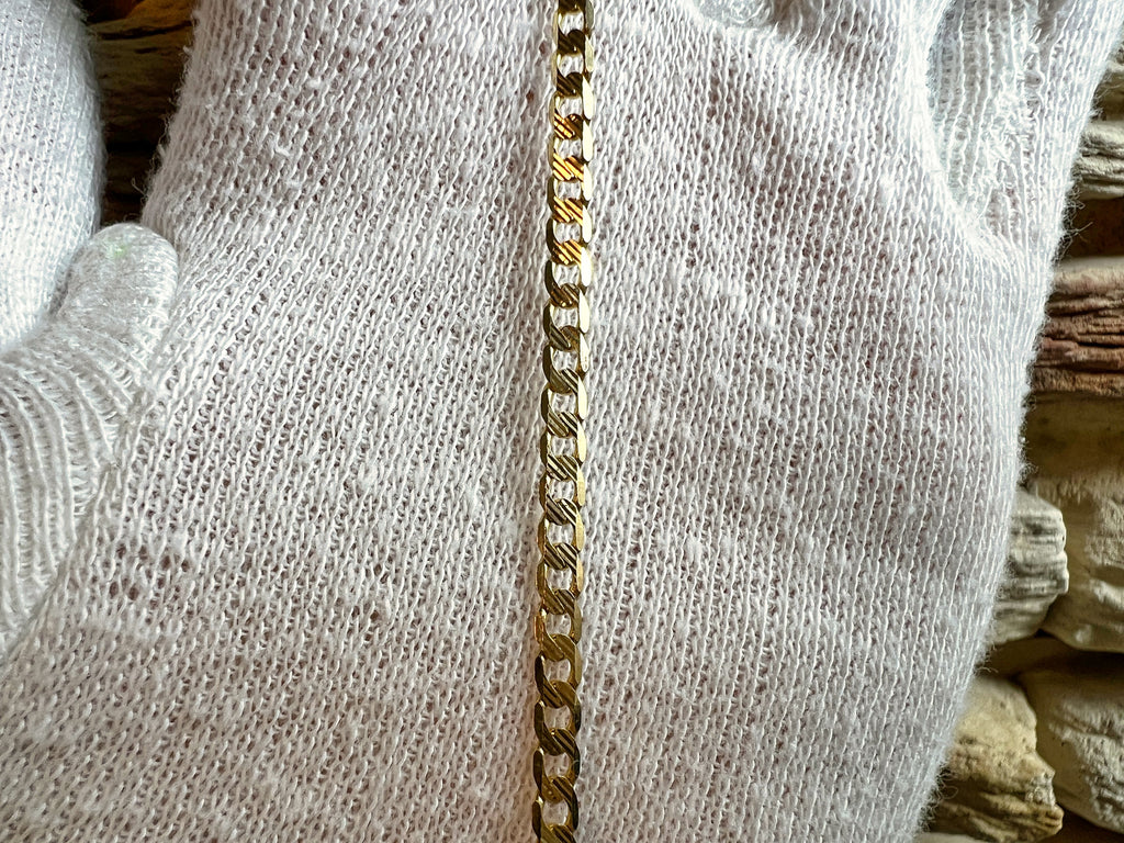 Unisex-Armband aus 585er Gold – Panzerkette mit Schliff - 21 cm