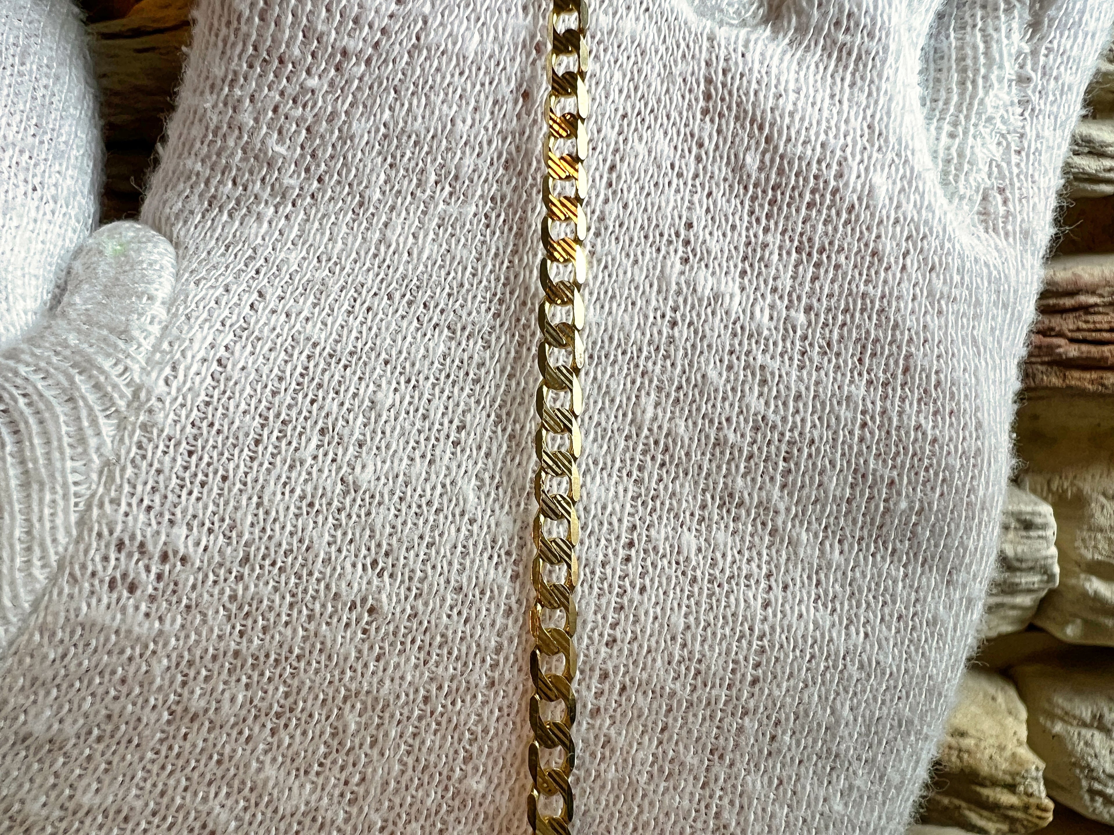 Unisex-Armband aus 585er Gold – Panzerkette mit Schliff - 21 cm
