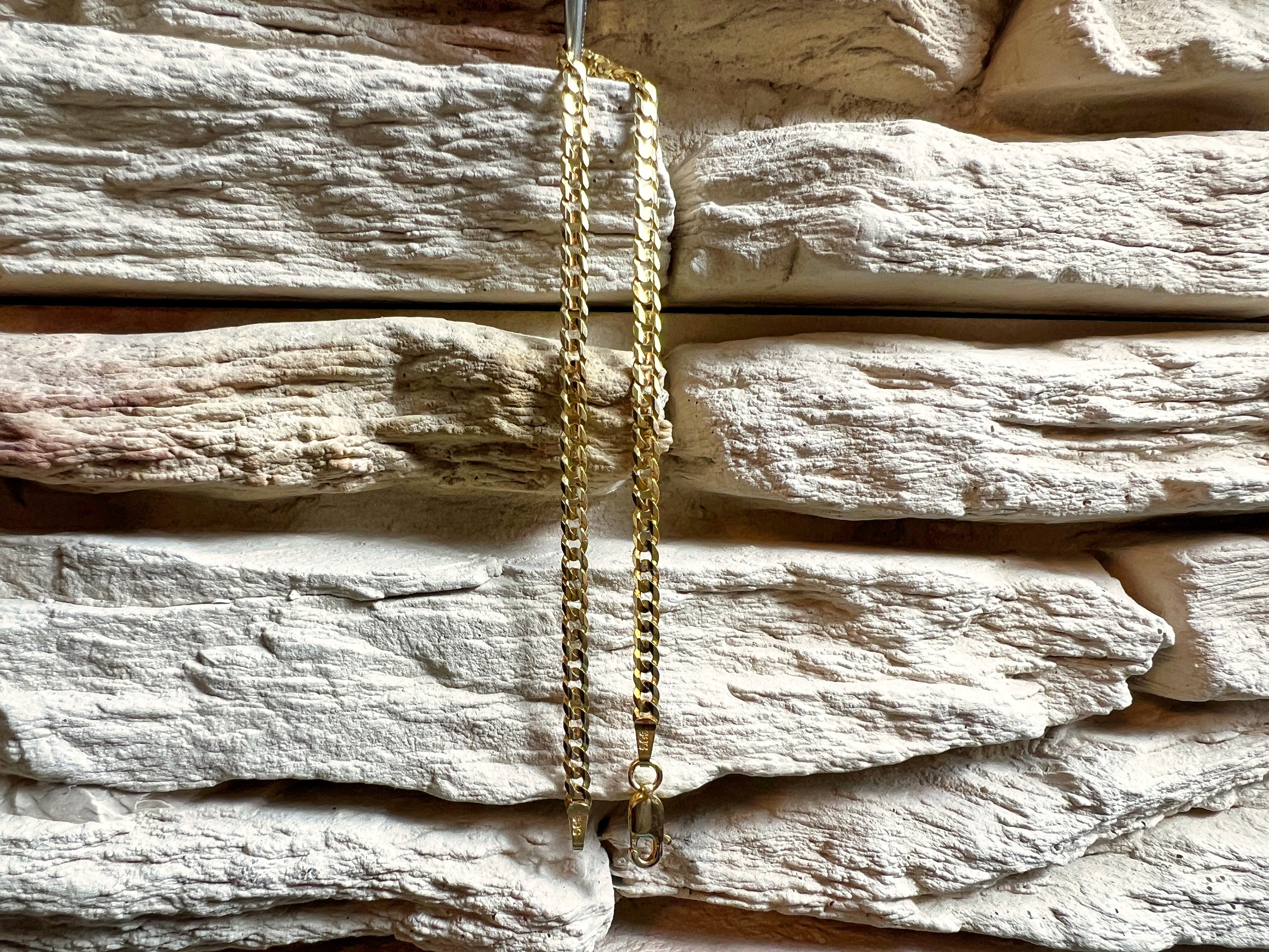 Unisex-Armband aus 585er Gold – Panzerkette glänzend - 19,5 cm