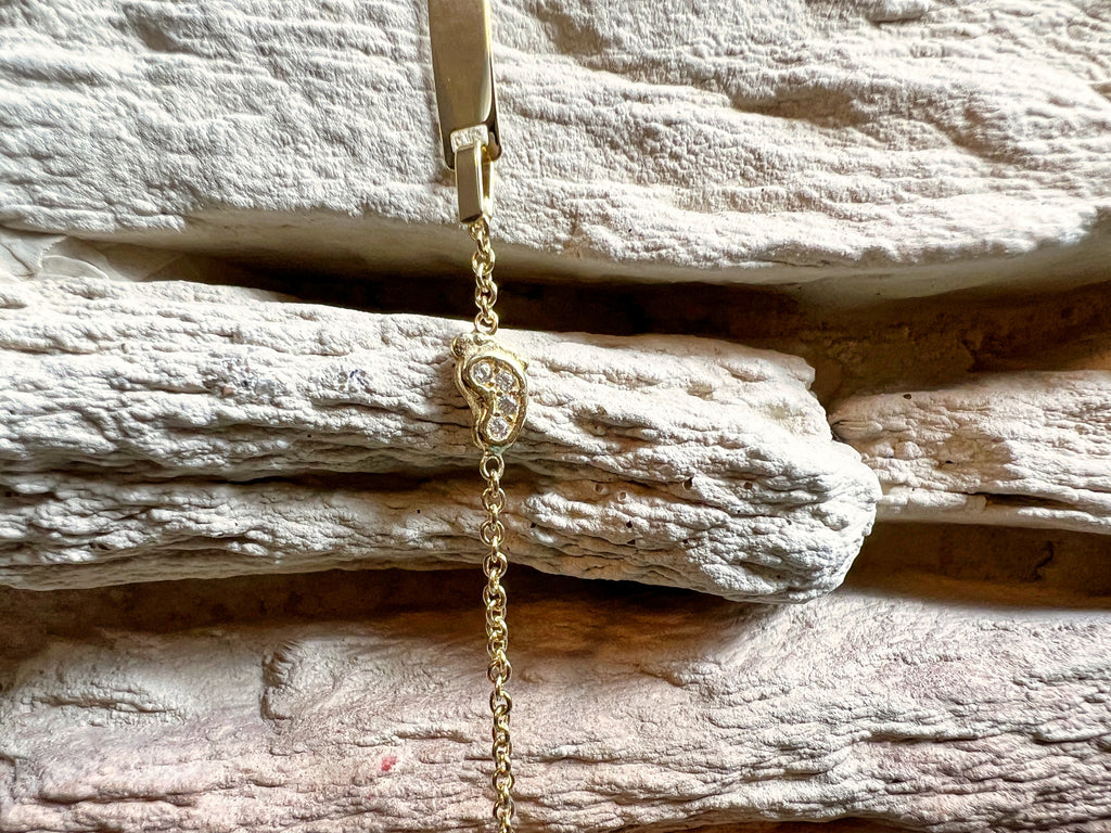 ID-Armband Baby 585er Gold - Füßchen mit Zirkonia - 11,5+13,5 cm - personalisierbar