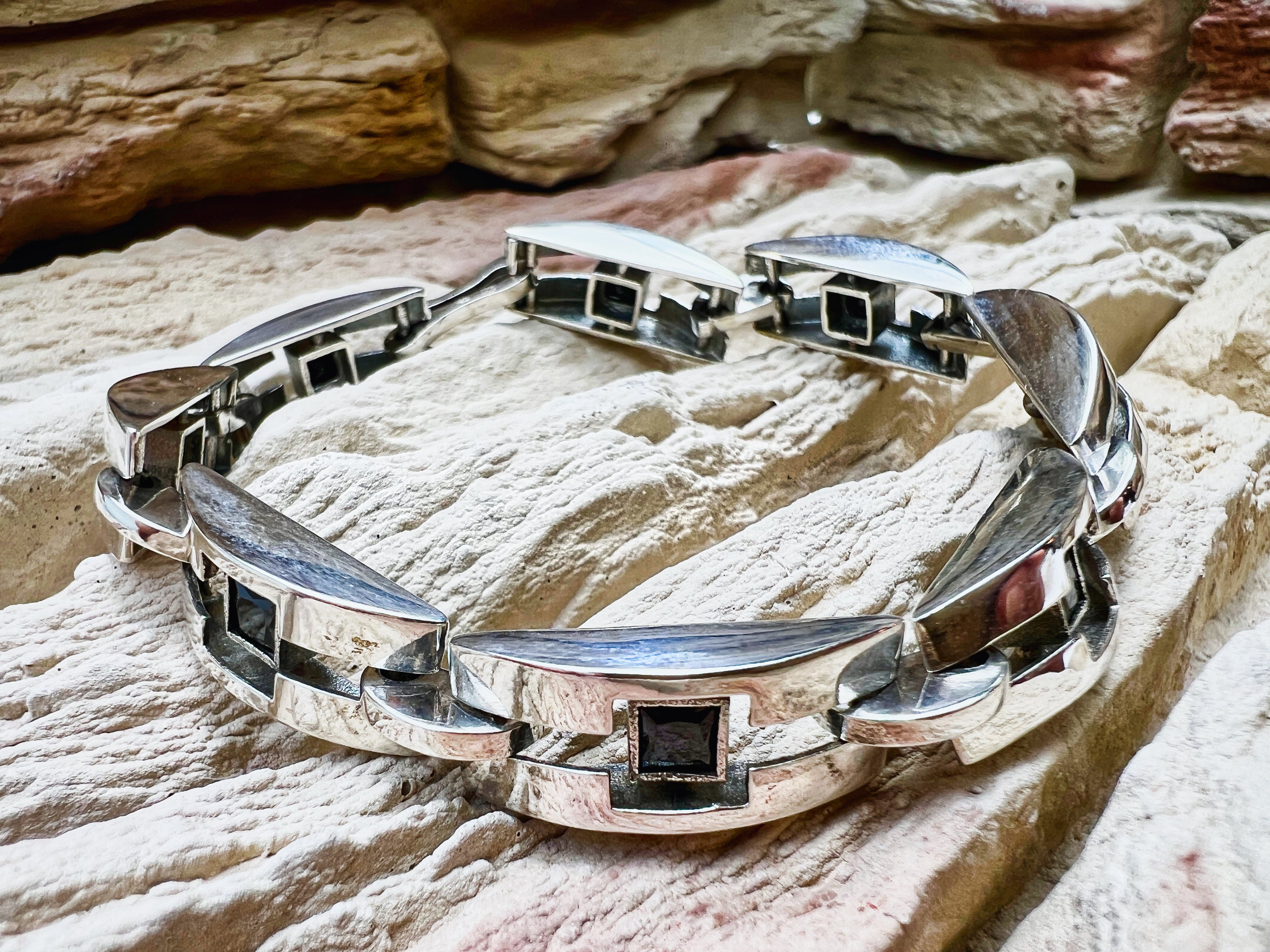 Vintage/Modern Armband - 925 Sterling Silber - 18+21 cm