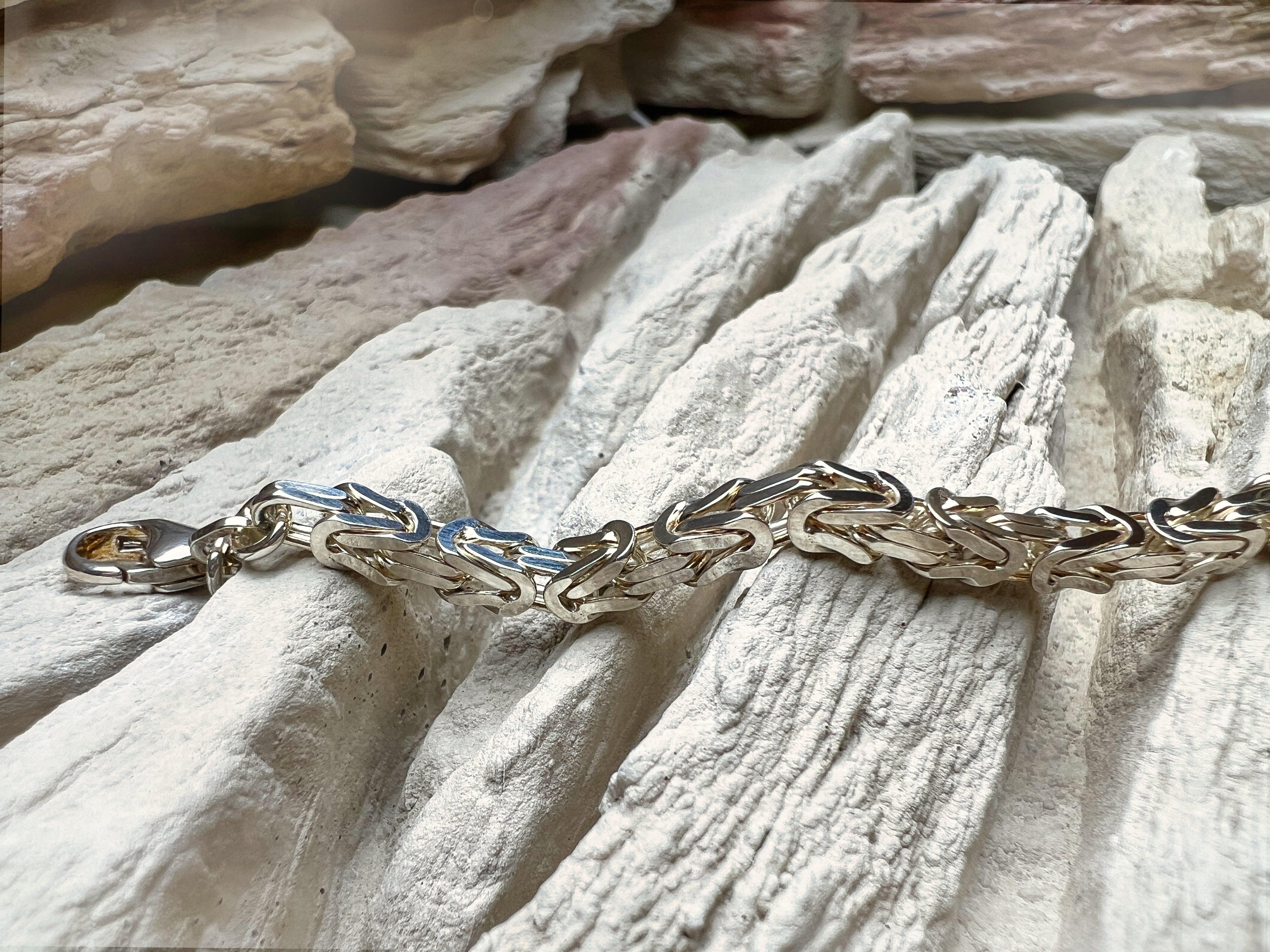 massives Armband "Königskette" - 925 Sterling Silber - 19,5 - 22 cm