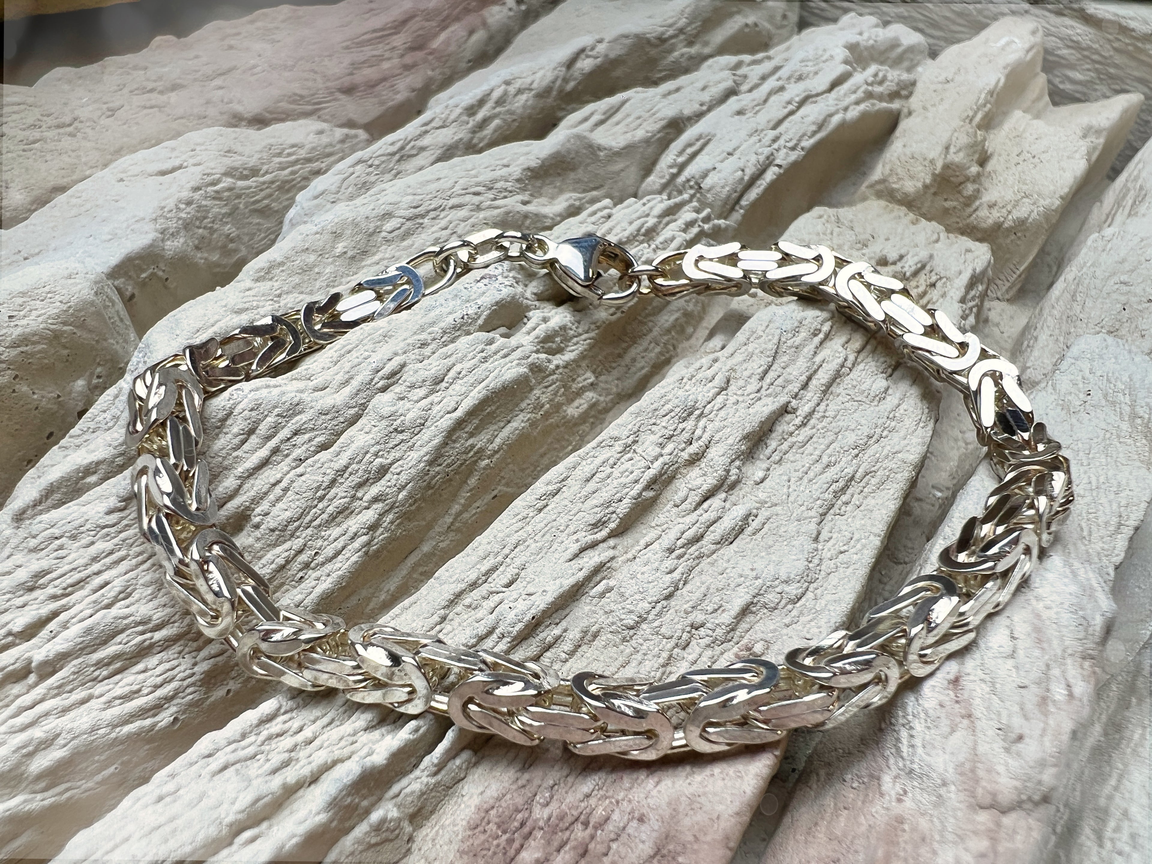 massives Armband "Königskette" - 925 Sterling Silber - 19,5 - 22 cm