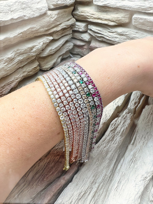 "Tennis" Armband - 925er Sterling Silber - bunte Zirkonia - ab 16 cm