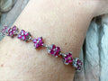 "Flower-Power" Collier oder Armband - 925 Sterling Silber - magenta Zirkonia