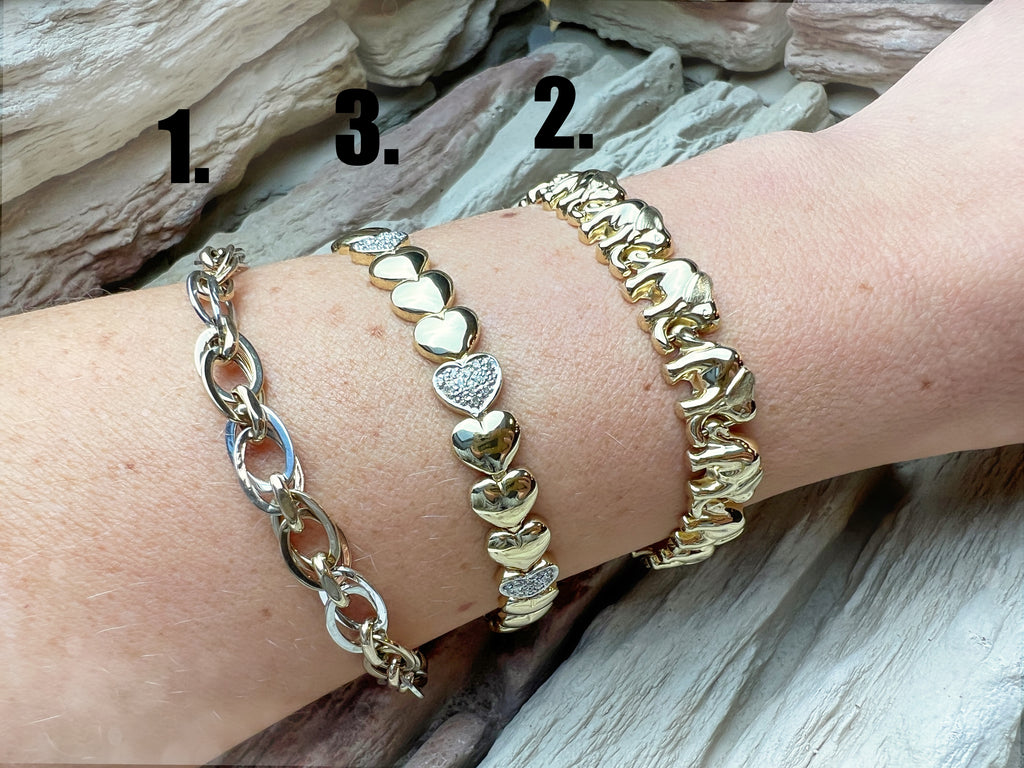 Massives 585er Diamanten-Armband "Herz-Power" - Länge: 18 cm - Breite: 7 mm - Gewicht: 17,4 Gramm - 91 Diamanten