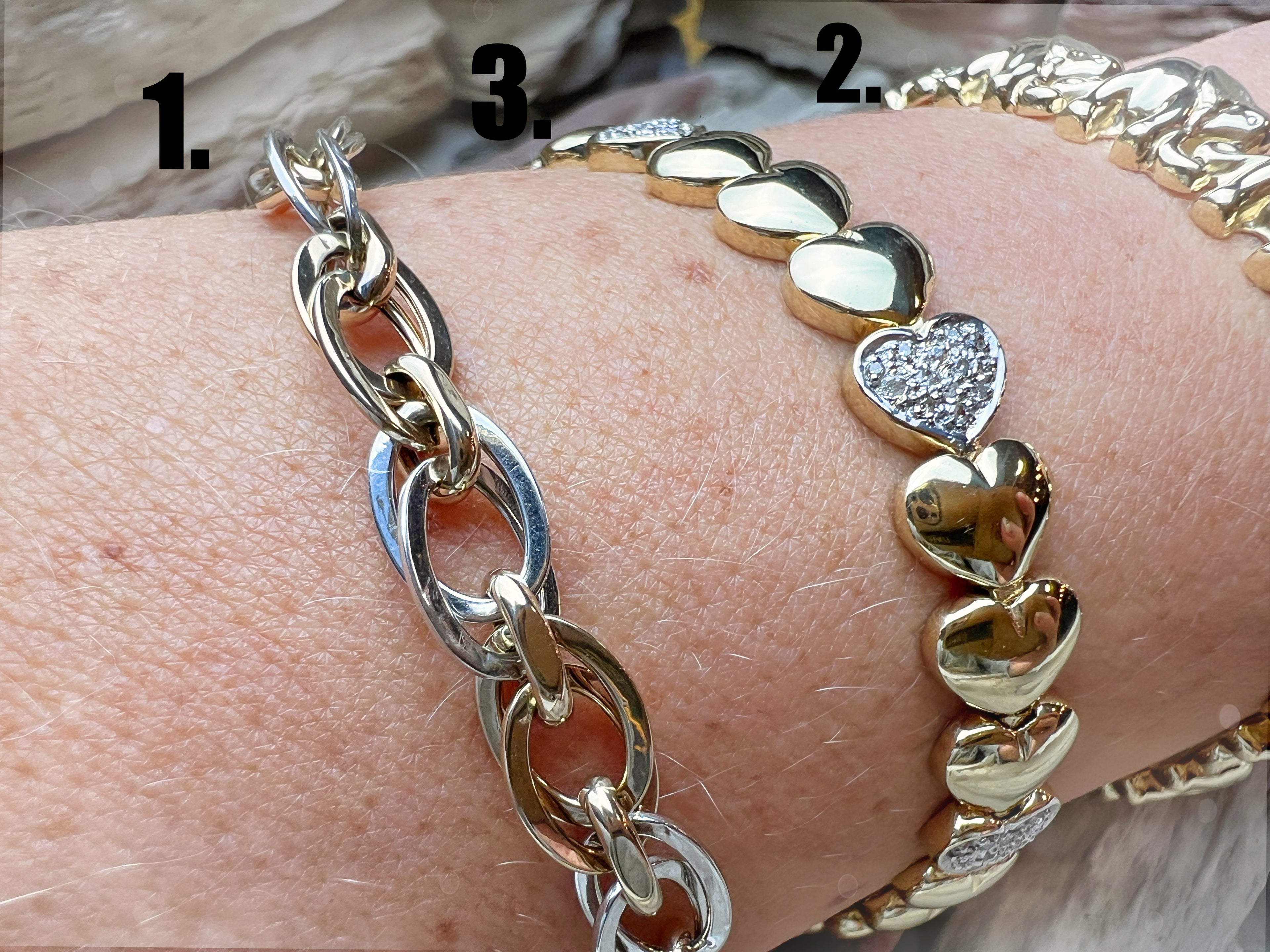 Massives 585er Diamanten-Armband "Herz-Power" - Länge: 18 cm - Breite: 7 mm - Gewicht: 17,4 Gramm - 91 Diamanten