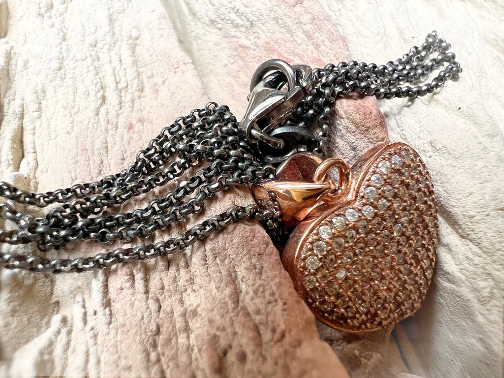 Herzkette 925er Sterling Silber - Roségold - Pavéfassung