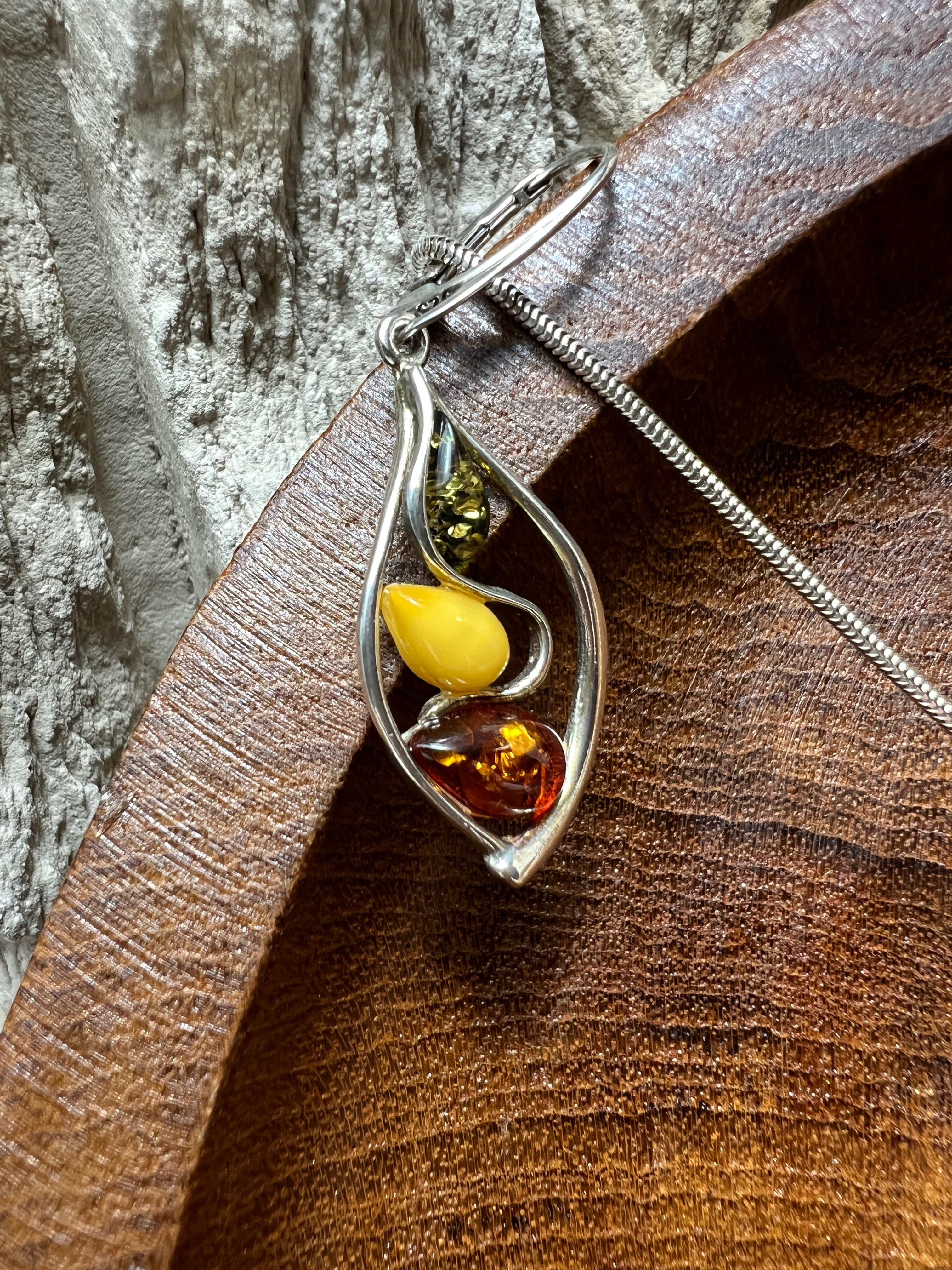 Schmuck-Set "Amber Power" · 925 Sterling Silber · 3Color · Unikat