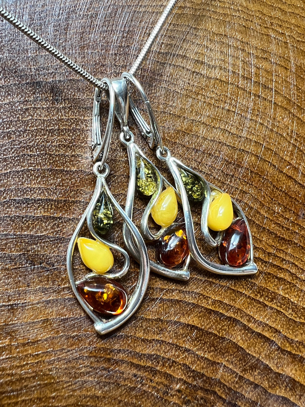 Schmuck-Set "Amber Power" · 925 Sterling Silber · 3Color · Unikat