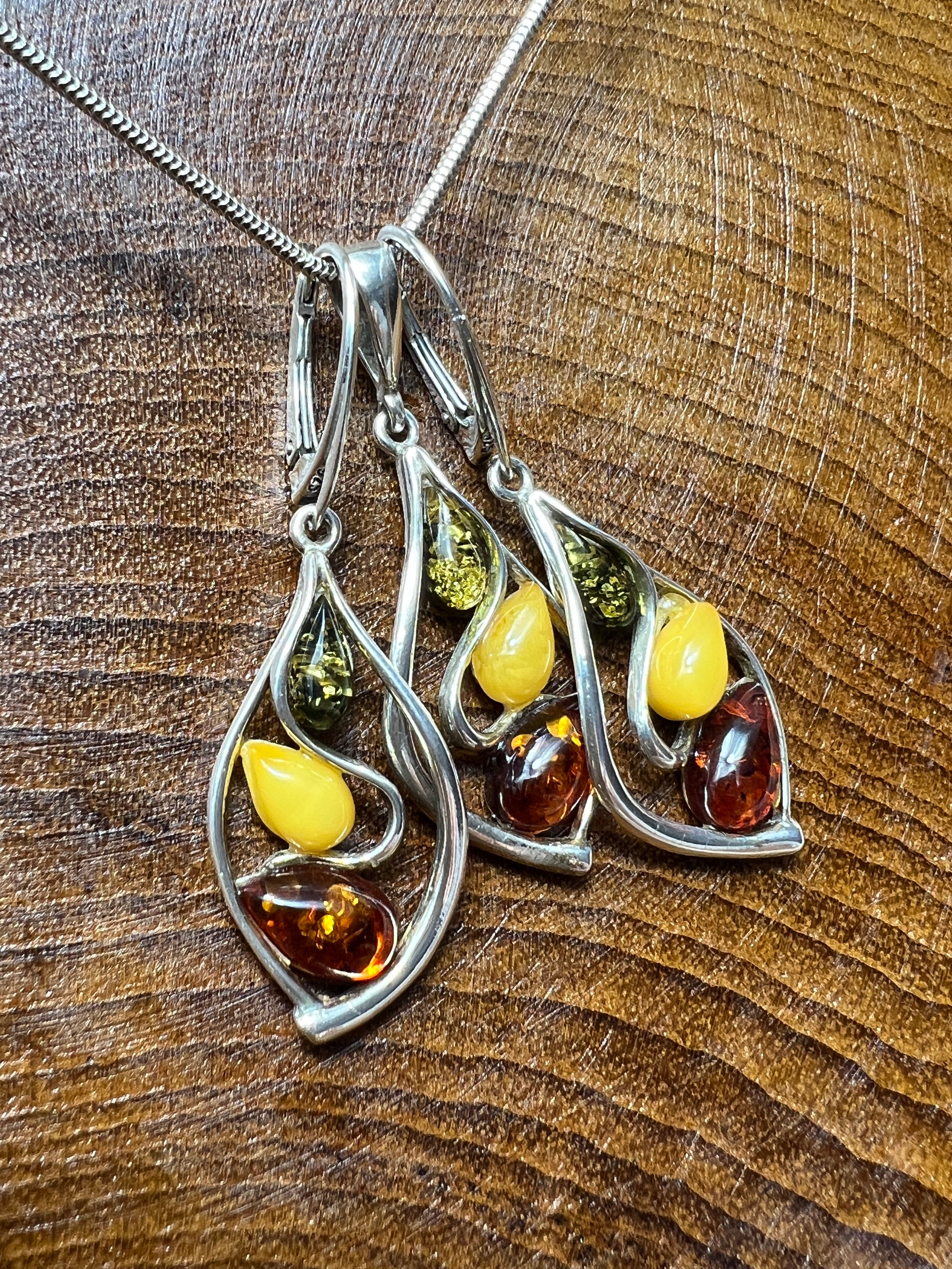 Schmuck-Set "Amber Power" · 925 Sterling Silber · 3Color · Unikat