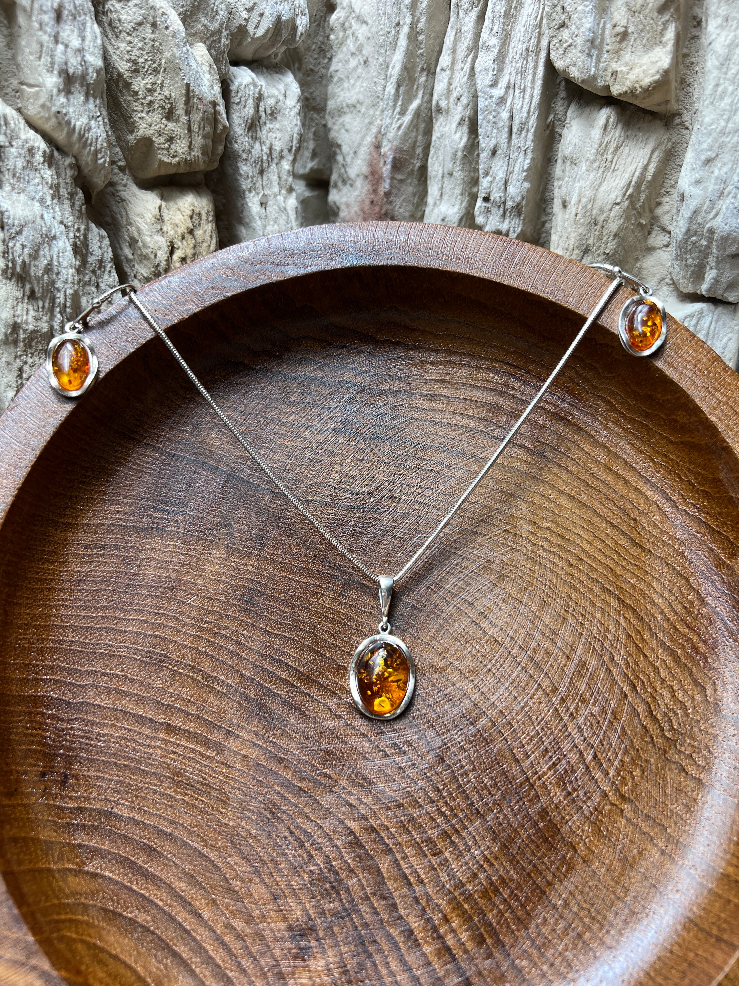 Schmuck-Set "Amber Power" · 925 Sterling Silber · Unikat