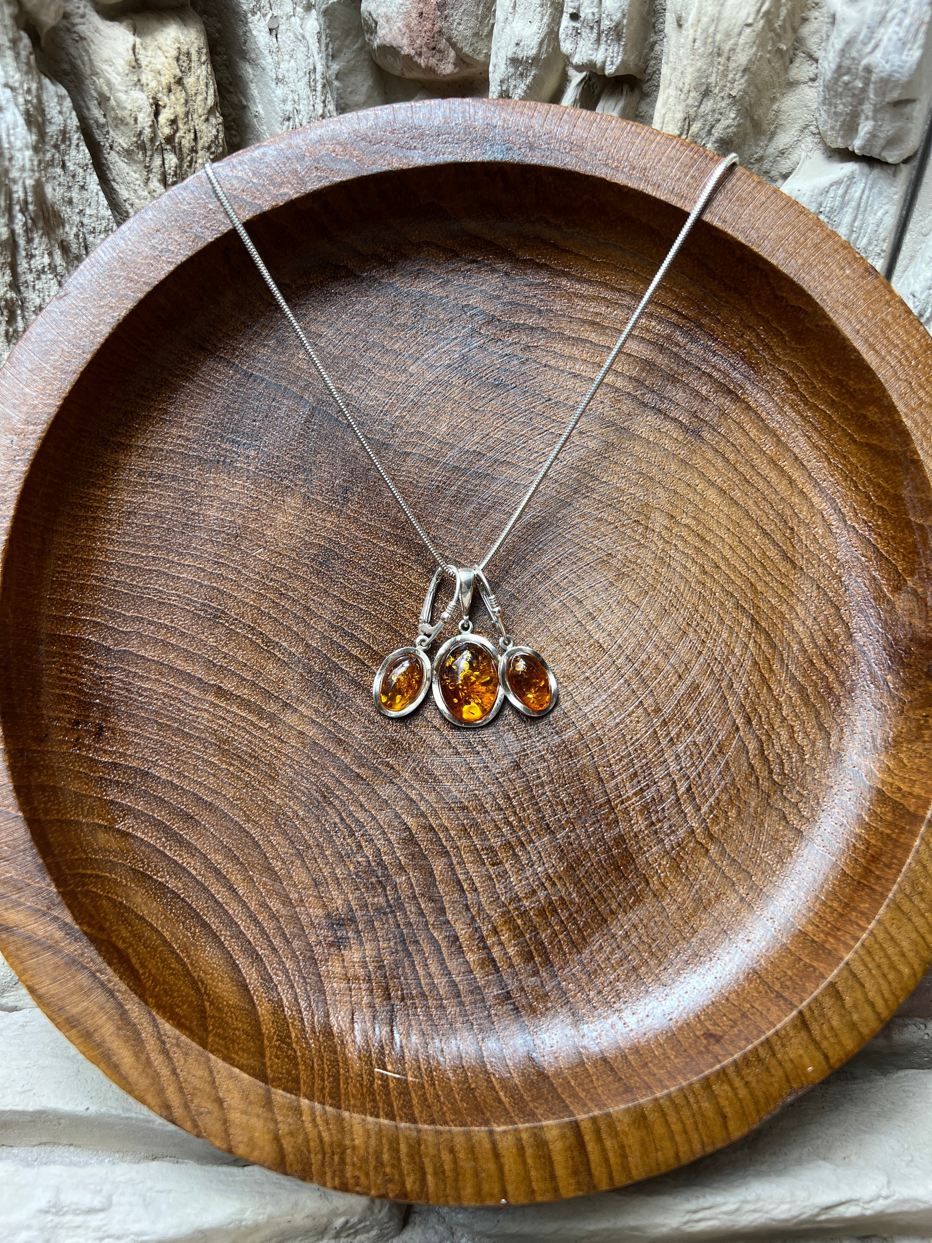 Schmuck-Set "Amber Power" · 925 Sterling Silber · Unikat