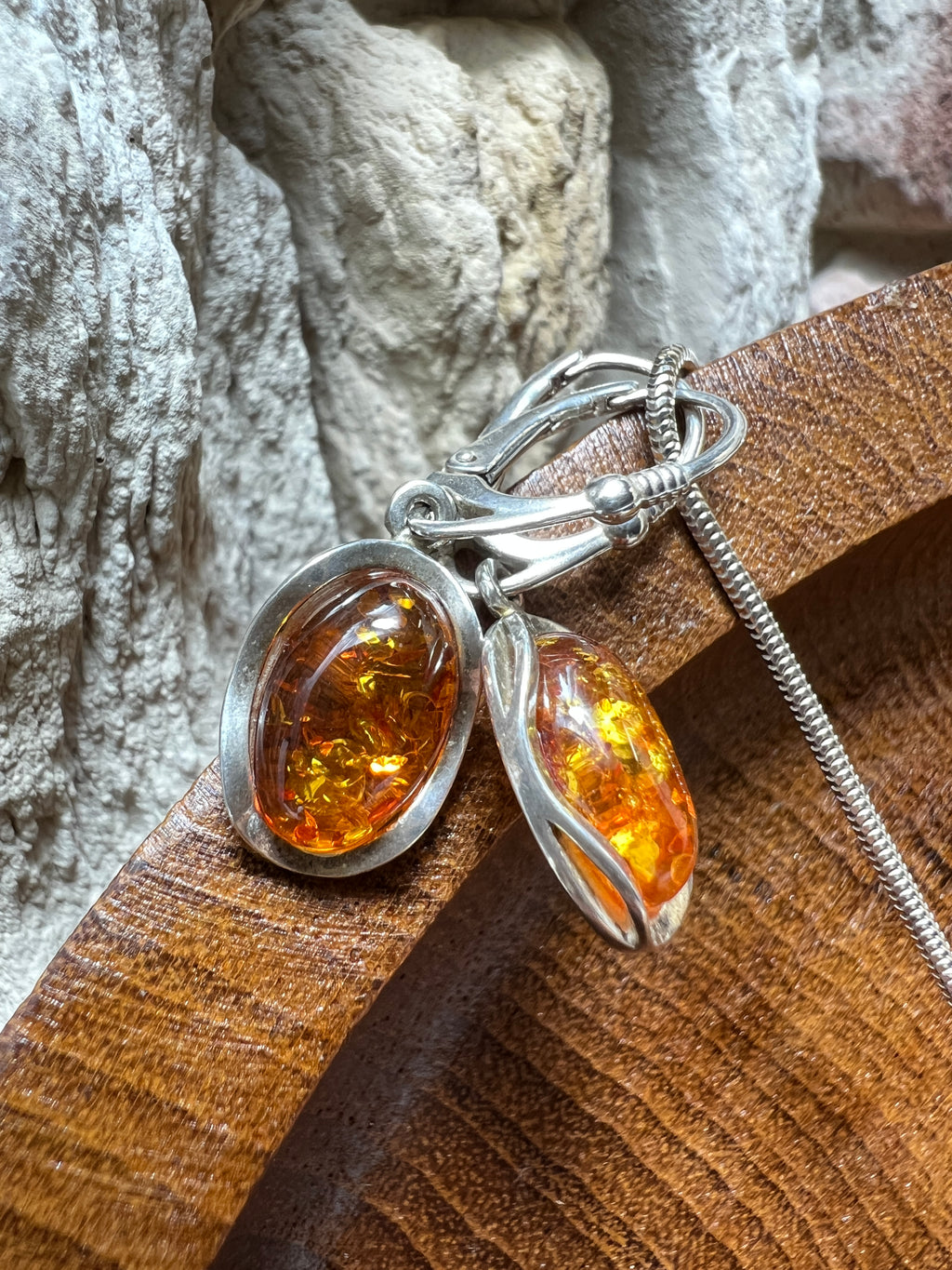Schmuck-Set "Amber Power" · 925 Sterling Silber · Unikat