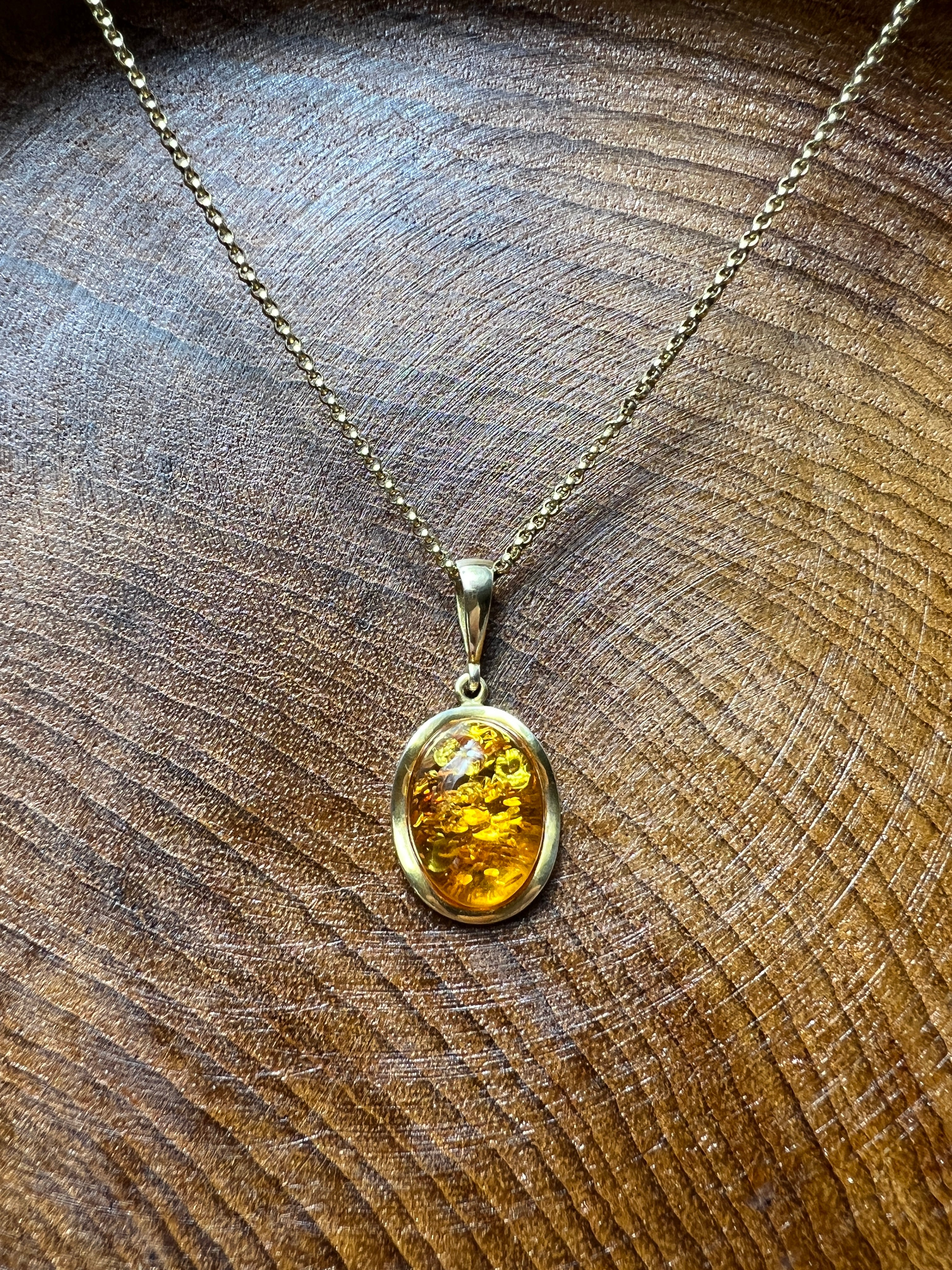 Schmuck-Set "Amber Power" · 925 Sterling Silber · vergoldet · Unikat