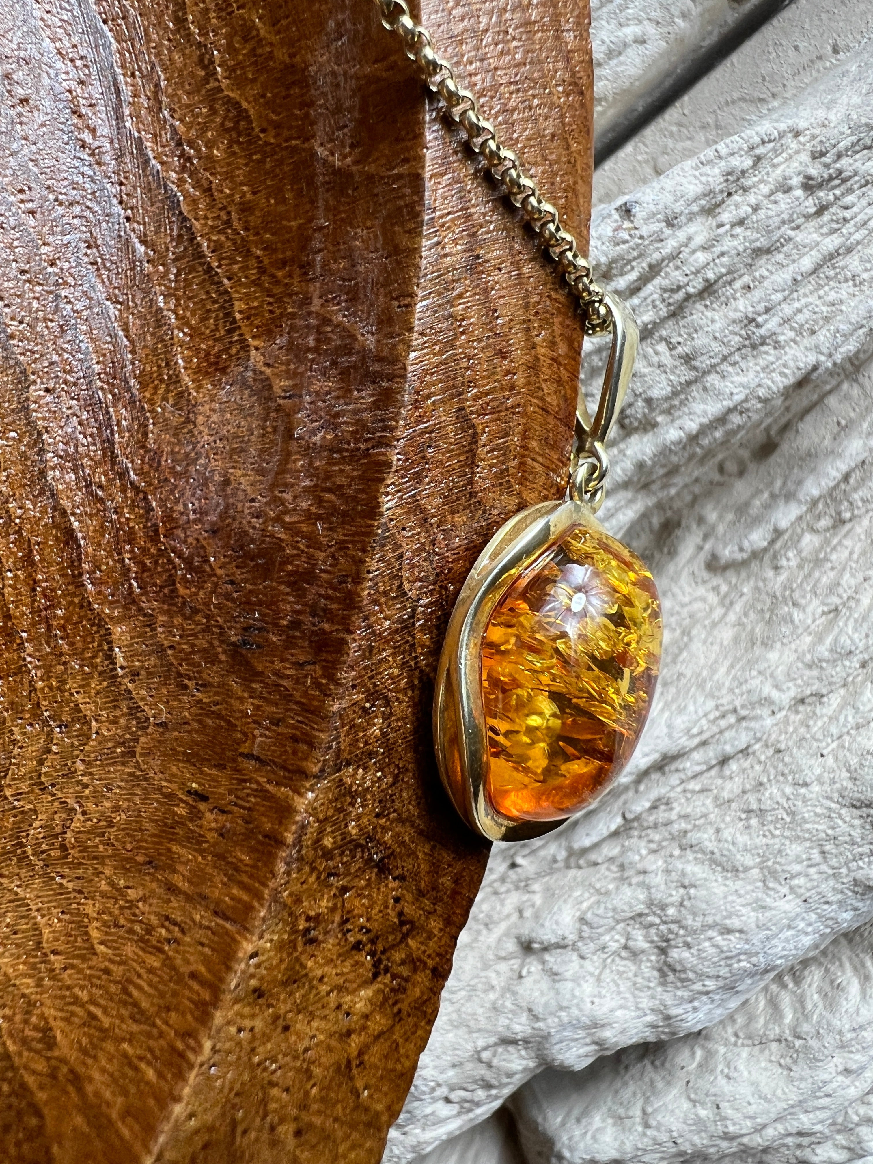 Schmuck-Set "Amber Power" · 925 Sterling Silber · vergoldet · Unikat