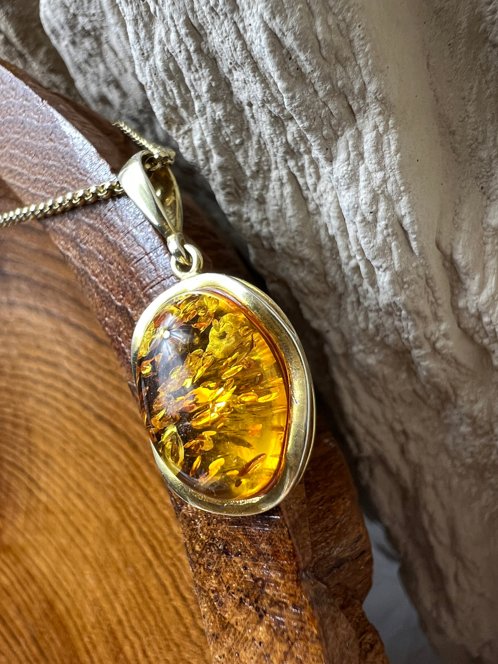 Schmuck-Set "Amber Power" · 925 Sterling Silber · vergoldet · Unikat