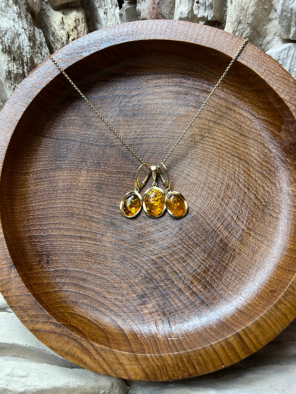 Schmuck-Set "Amber Power" · 925 Sterling Silber · vergoldet · Unikat