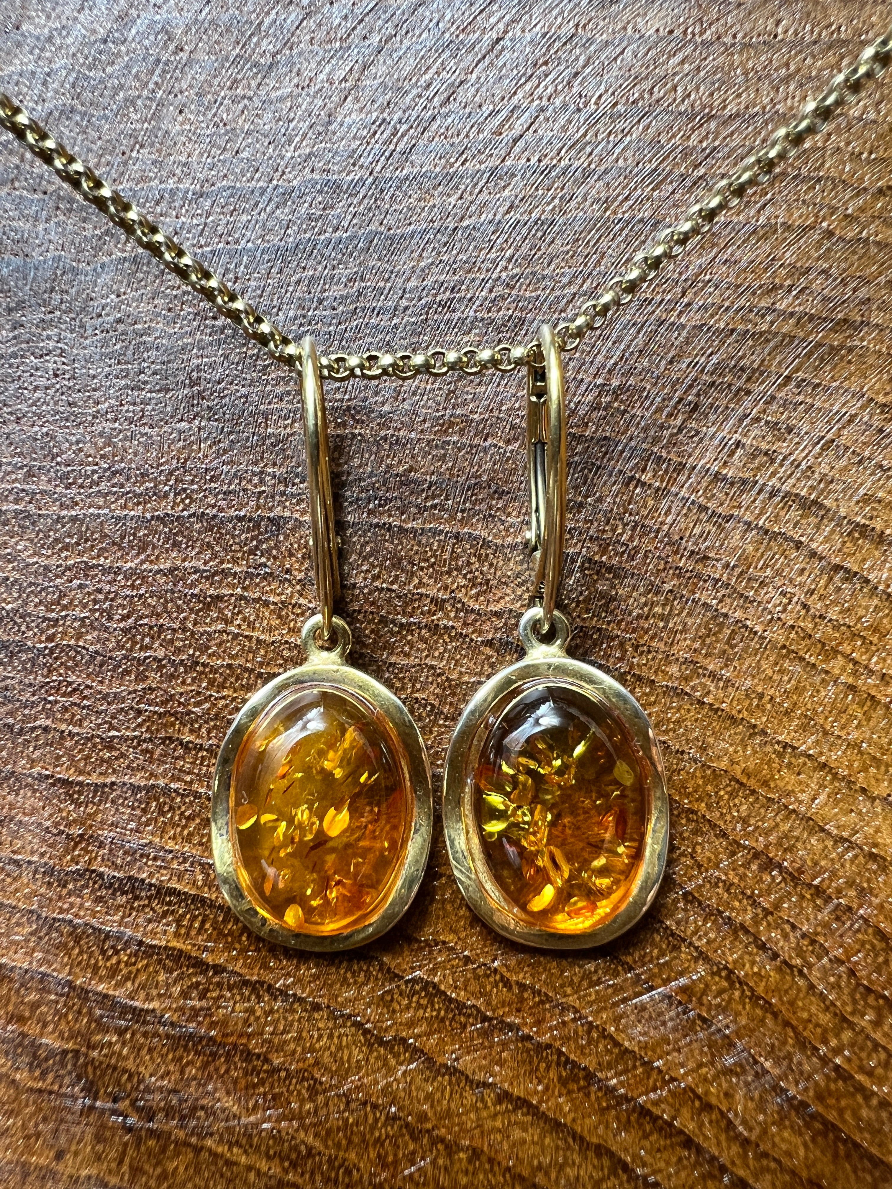 Schmuck-Set "Amber Power" · 925 Sterling Silber · vergoldet · Unikat