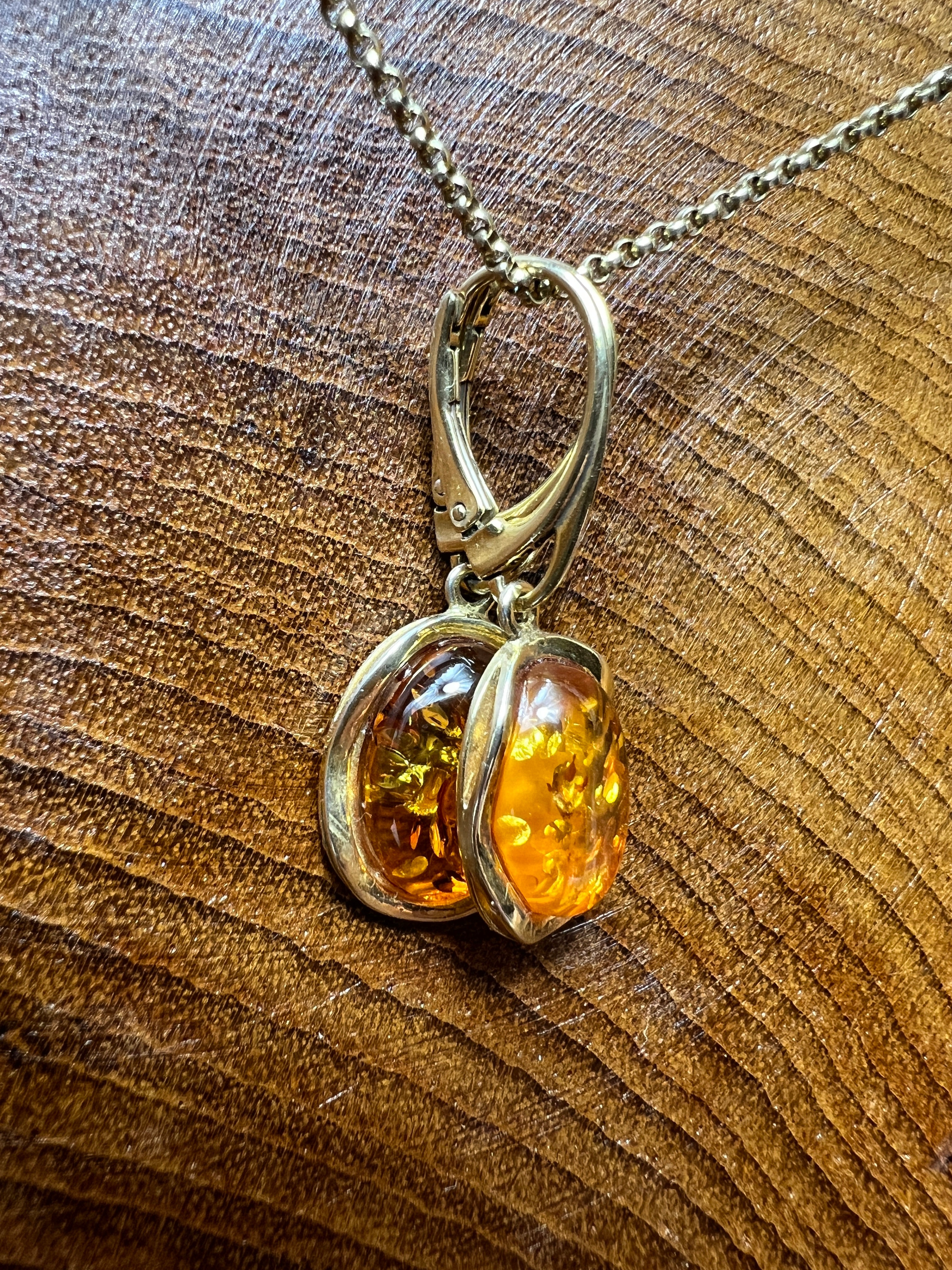 Schmuck-Set "Amber Power" · 925 Sterling Silber · vergoldet · Unikat