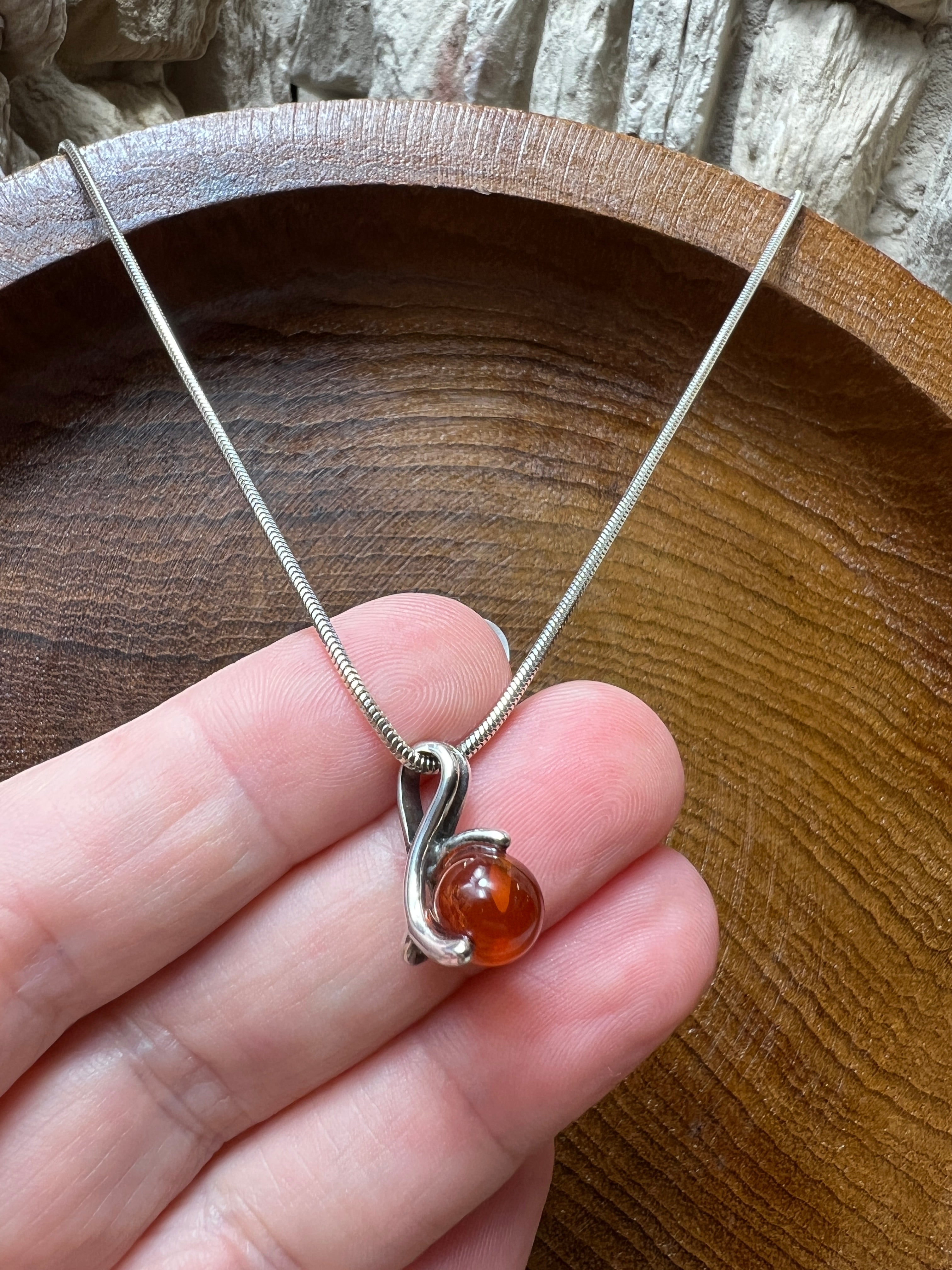 Bernstein-Kette aus 925 Sterling Silber – 45 cm