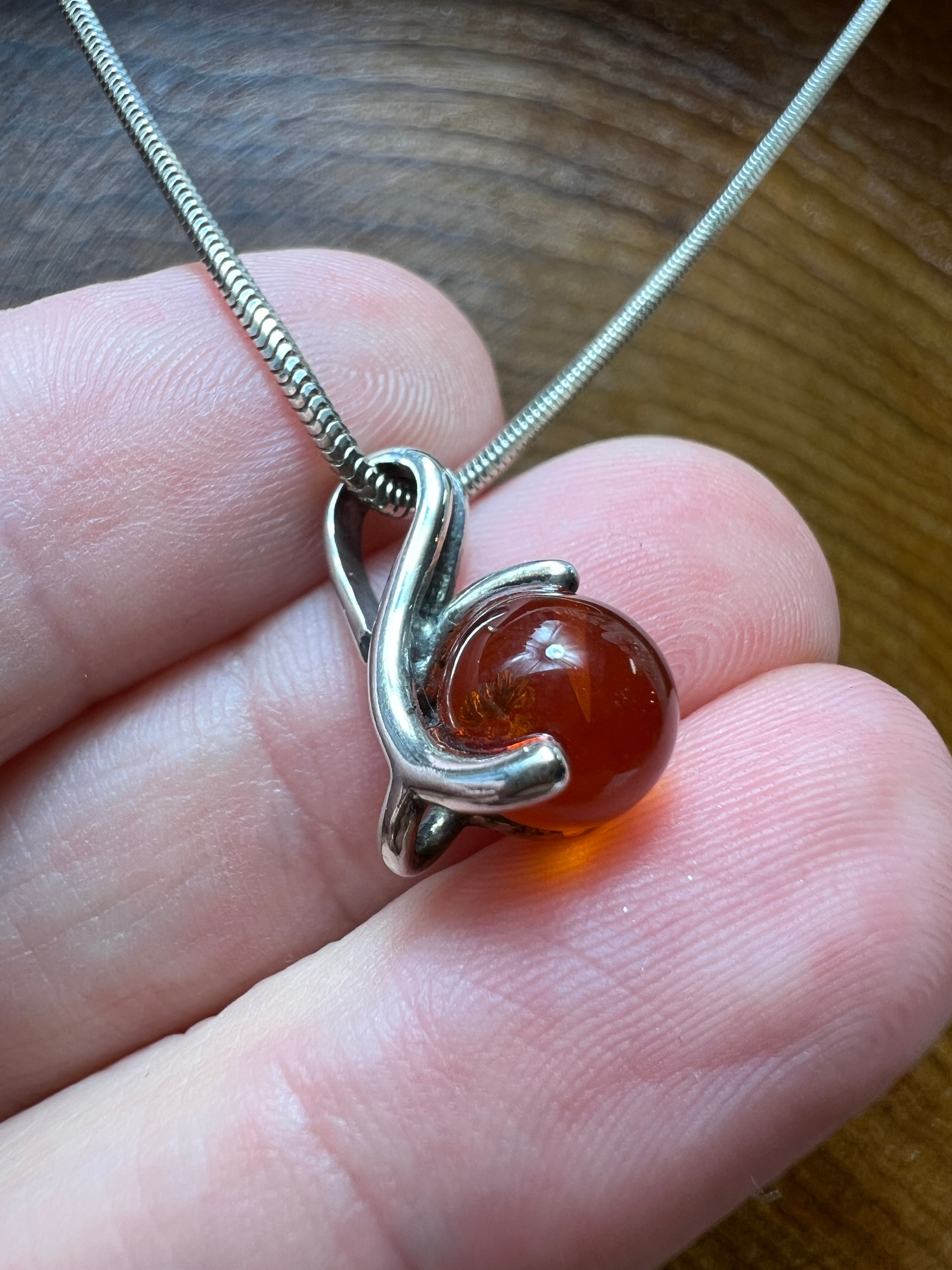 Bernstein-Kette aus 925 Sterling Silber – 45 cm
