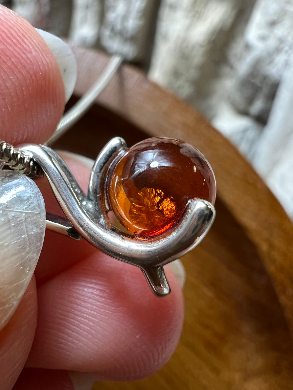 Bernstein-Kette aus 925 Sterling Silber – 45 cm