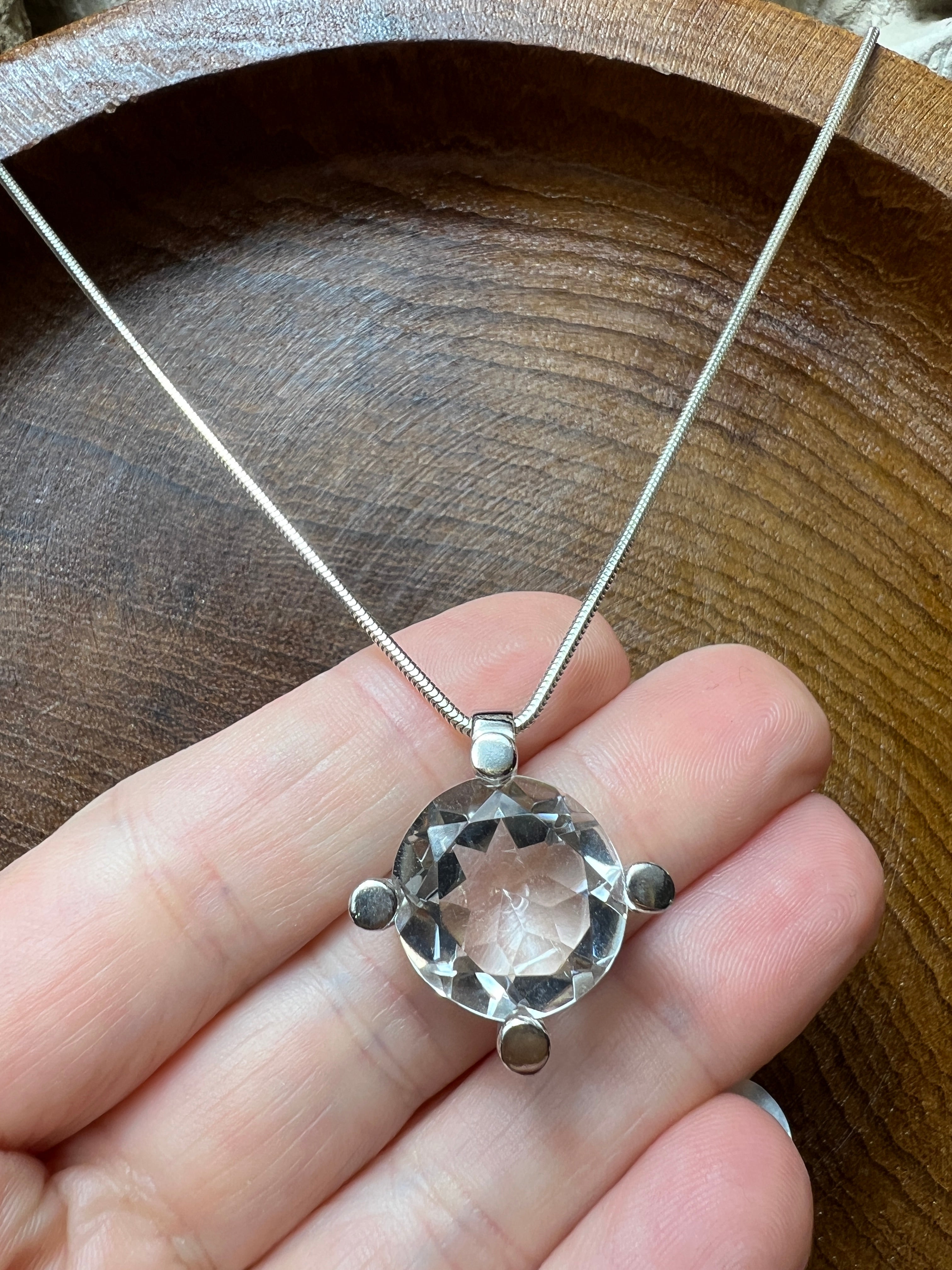Halskette "Bergkristall" - 925 Sterling Silber - 45 cm - Durchmesser 25 mm