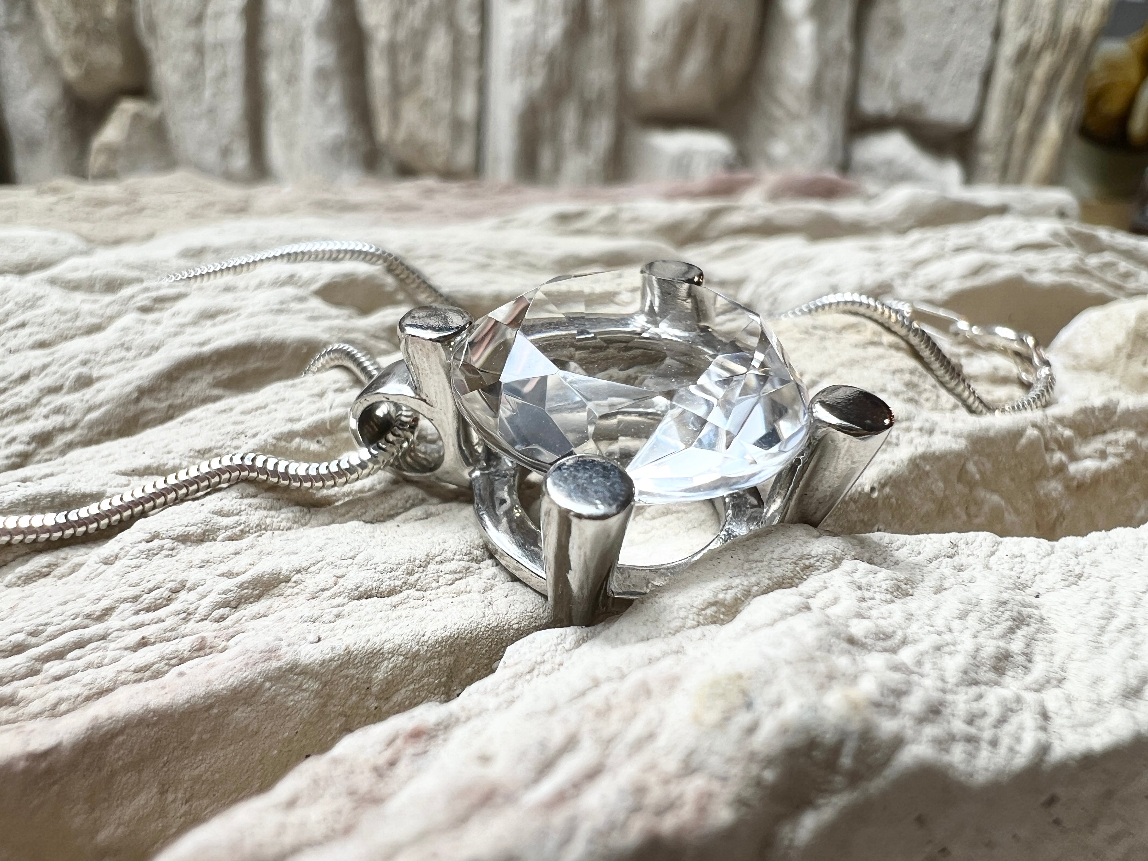 Halskette "Bergkristall" - 925 Sterling Silber - 45 cm - Durchmesser 25 mm