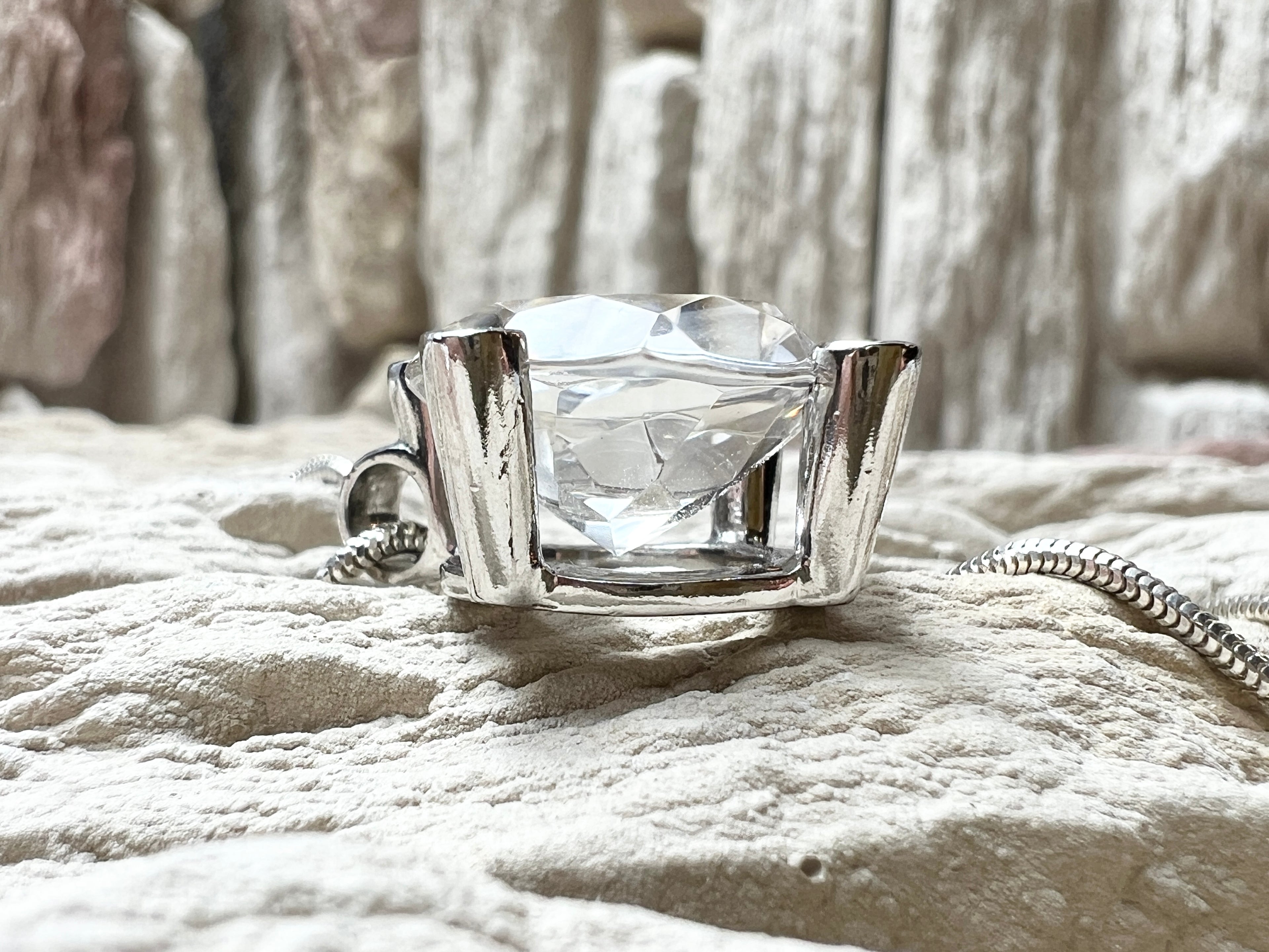 Halskette "Bergkristall" - 925 Sterling Silber - 45 cm - Durchmesser 25 mm