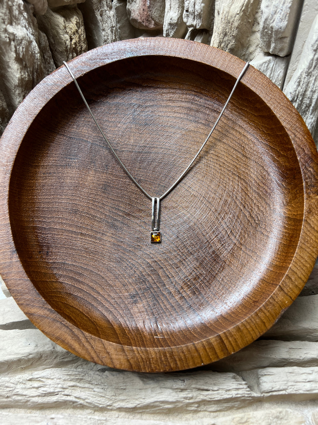 Bernstein-Kette aus 925 Sterling Silber – 45 cm - Modern - Unikat