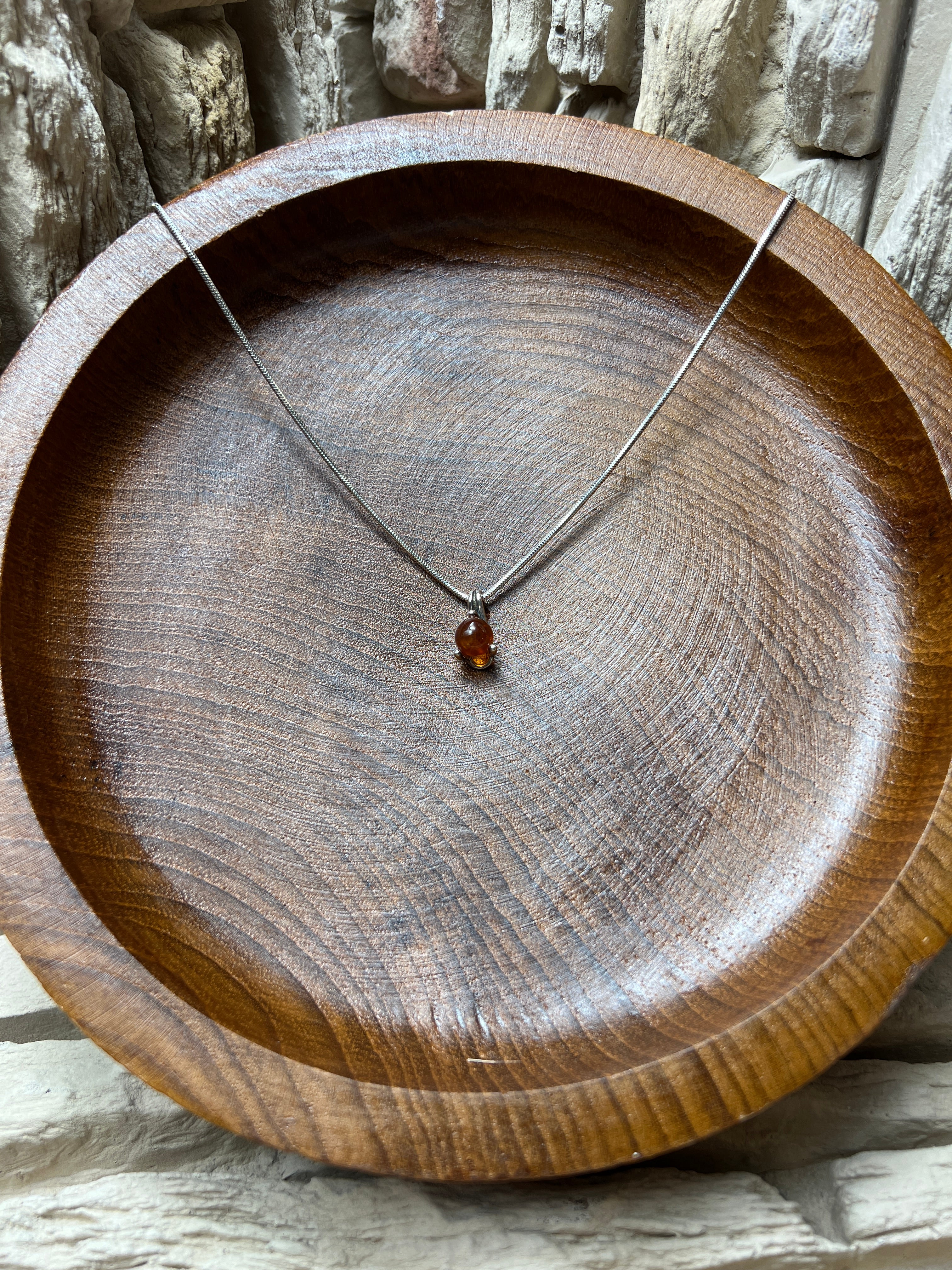 Bernstein-Kette aus 925 Sterling Silber – 45 cm