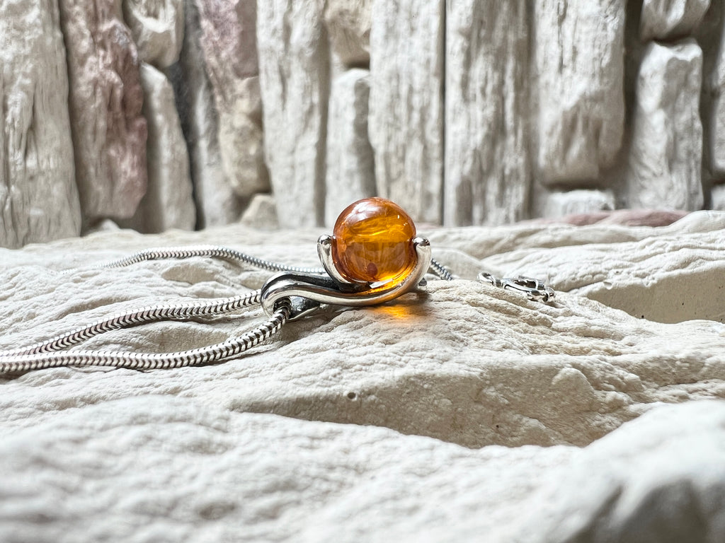 Bernstein-Kette aus 925 Sterling Silber – 45 cm