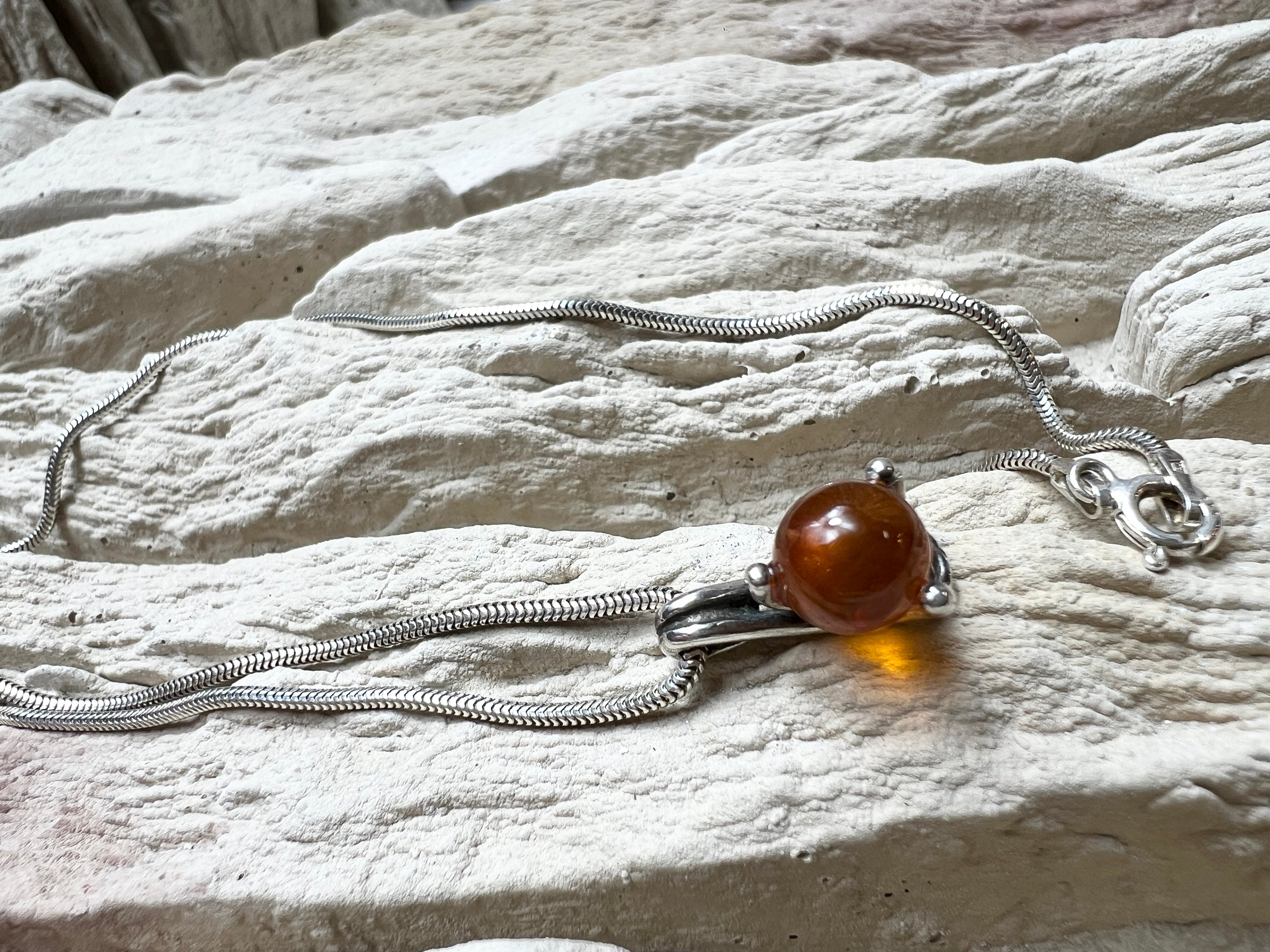 Bernstein-Kette aus 925 Sterling Silber – 45 cm