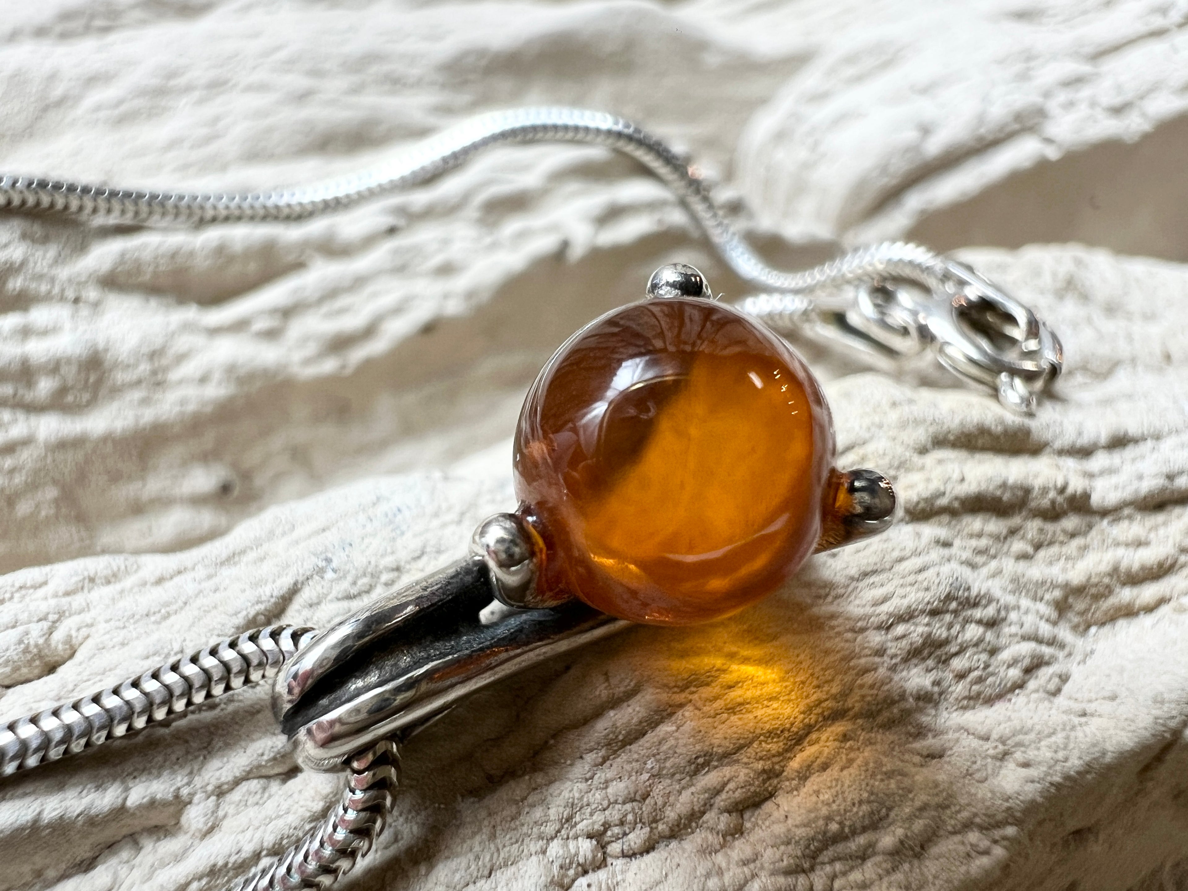 Bernstein-Kette aus 925 Sterling Silber – 45 cm