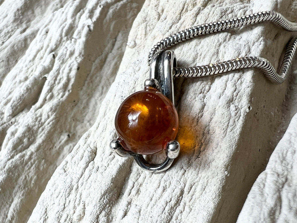 Bernstein-Kette aus 925 Sterling Silber – 45 cm