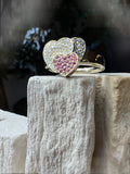 Herz-Ring aus 585er Gold mit Diamanten, Rubinen & Onyx – Nr. 58 (18)